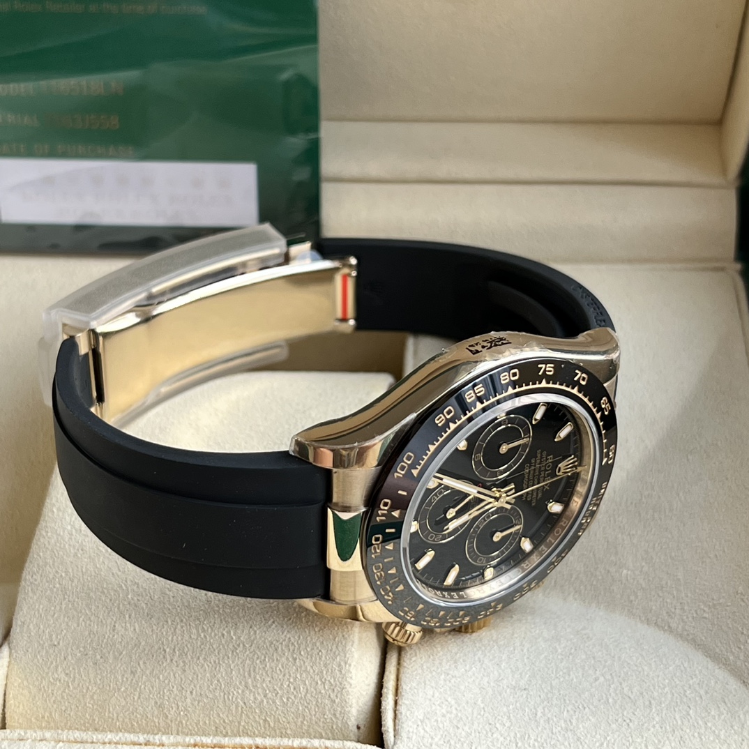Rolex 高仿 男款 Daytona 黑面橡膠帶玫瑰金計時腕錶 經典運動款| 9 Rolex 高仿 男款 Daytona 黑面橡膠帶玫瑰金計時腕錶 經典運動款