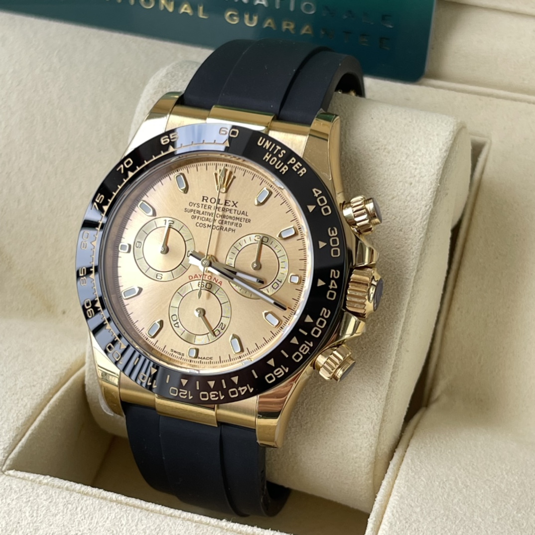 Rolex 一比一 男款 Daytona 香檳面橡膠帶計時腕錶 經典奢華款| 14 Rolex 一比一 男款 Daytona 香檳面橡膠帶計時腕錶 經典奢華款