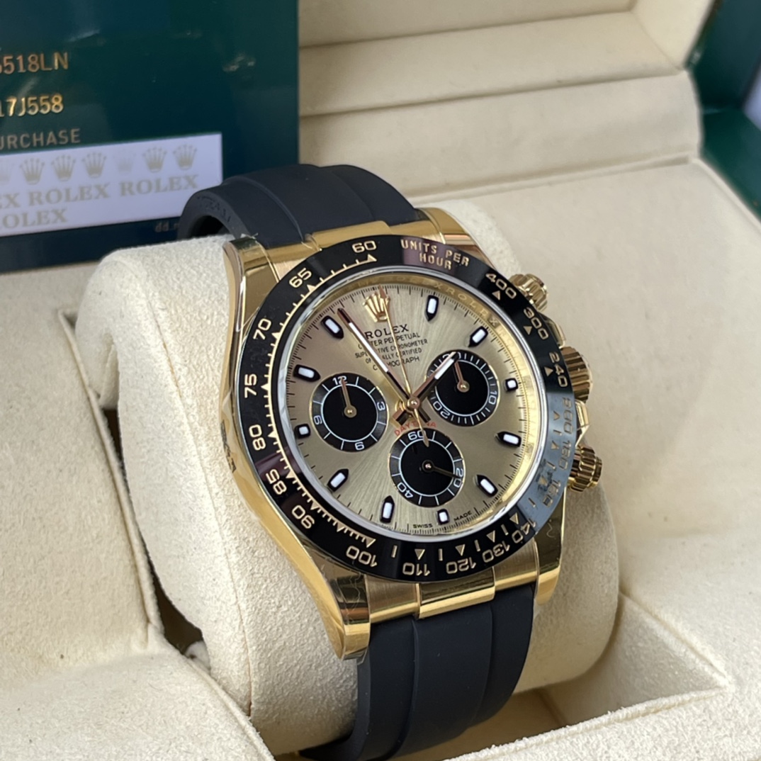 Rolex 高仿 男款 Daytona 黑面金圈橡膠帶計時腕錶 經典運動款| 13 Rolex 高仿 男款 Daytona 黑面金圈橡膠帶計時腕錶 經典運動款