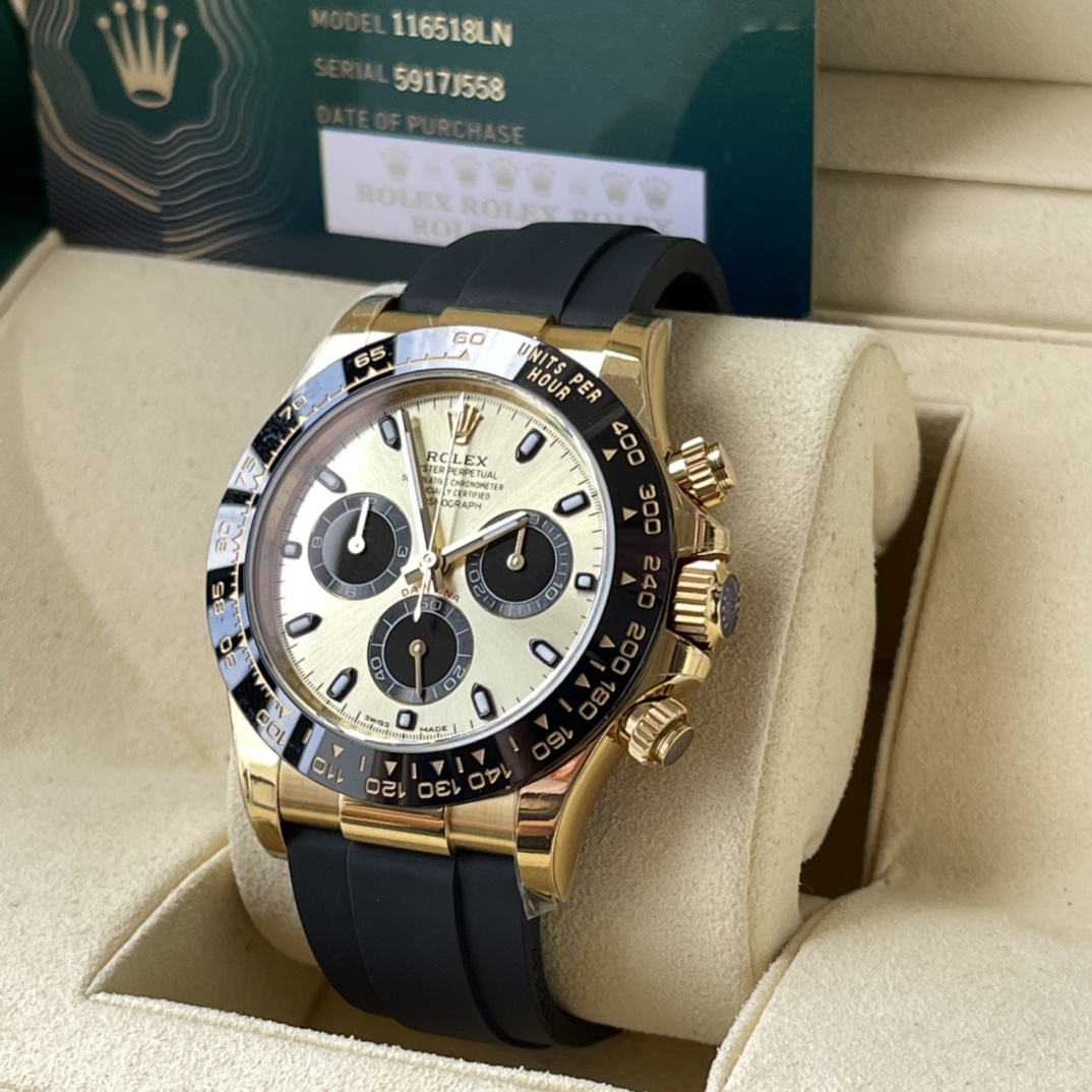 Rolex 高仿 男款 Daytona 黑面金圈橡膠帶計時腕錶 經典運動款| 12 Rolex 高仿 男款 Daytona 黑面金圈橡膠帶計時腕錶 經典運動款