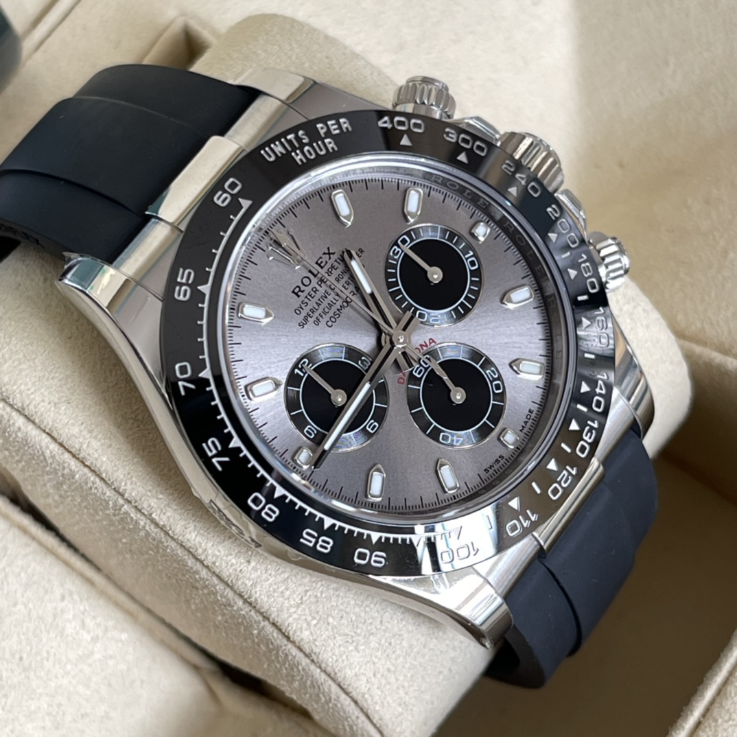 Rolex 原單 男款 Daytona 銀面黑圈橡膠帶計時腕錶 簡約質感款| 13 Rolex 原單 男款 Daytona 銀面黑圈橡膠帶計時腕錶 簡約質感款