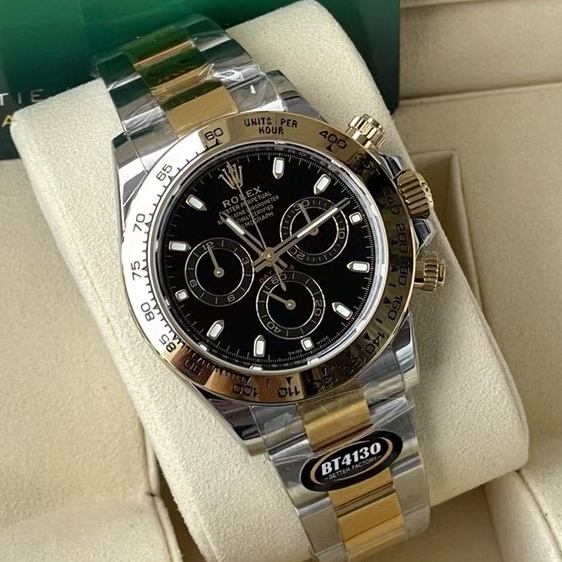 Rolex 高仿 男款 Daytona 黑面金鋼帶計時腕錶 經典商務奢華款| 12 Rolex 高仿 男款 Daytona 黑面金鋼帶計時腕錶 經典商務奢華款
