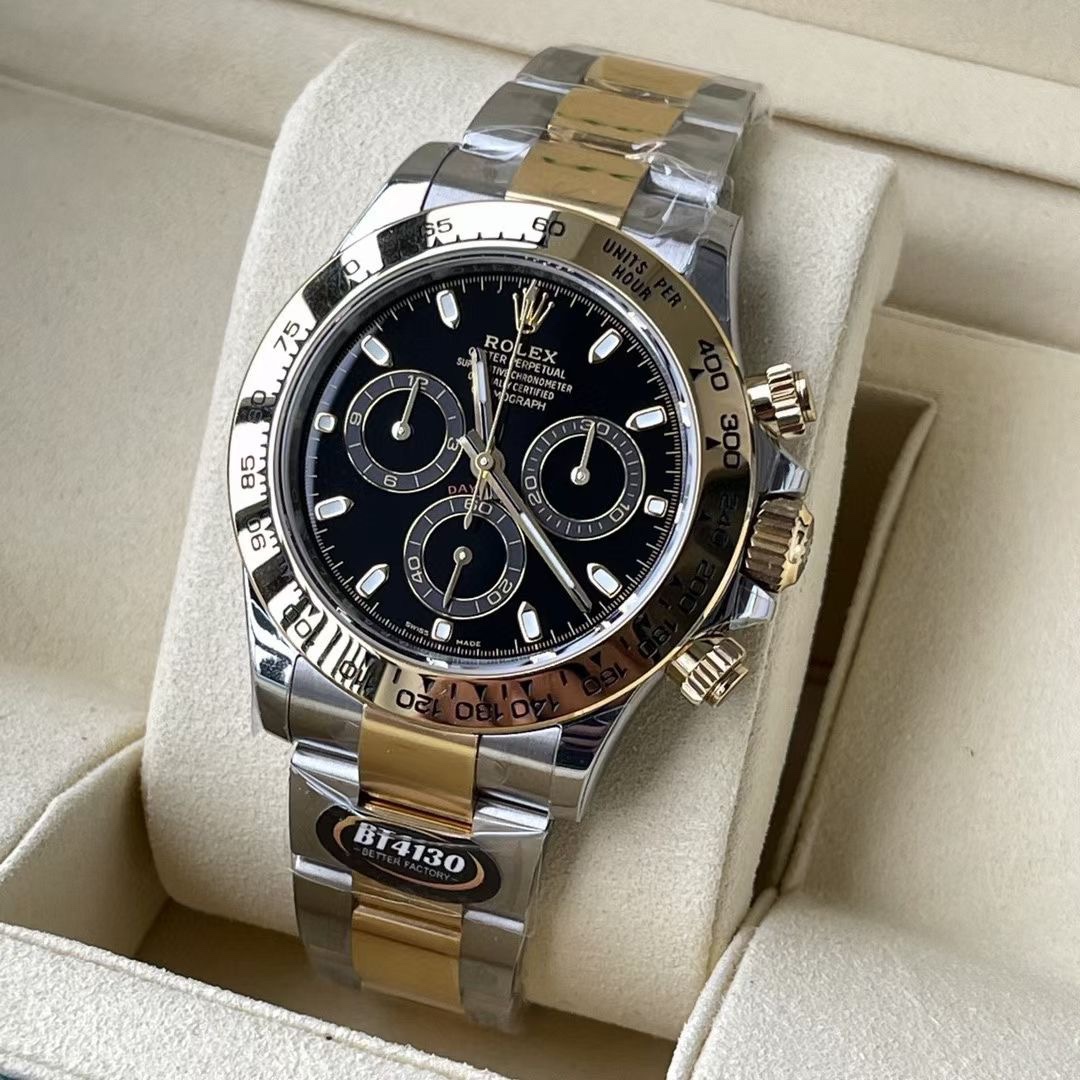 Rolex 高仿 男款 Daytona 黑面金鋼帶計時腕錶 經典商務奢華款| 11 Rolex 高仿 男款 Daytona 黑面金鋼帶計時腕錶 經典商務奢華款