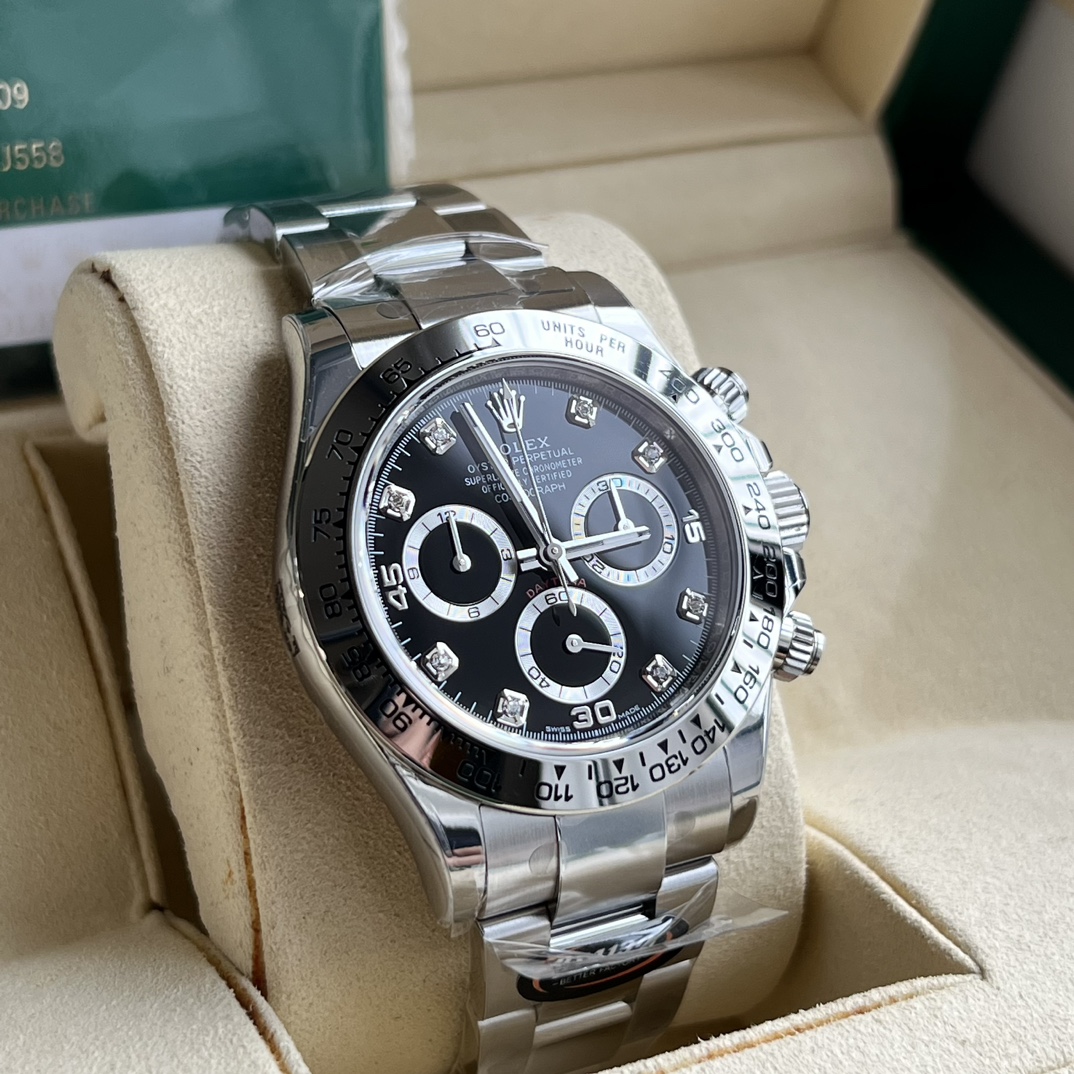 Rolex 一比一 男款 Daytona 黑面鑽刻鋼帶計時腕錶 奢華百搭款| 13 Rolex 一比一 男款 Daytona 黑面鑽刻鋼帶計時腕錶 奢華百搭款