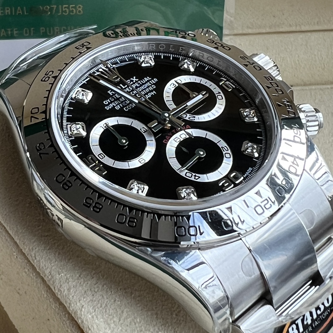 Rolex 一比一 男款 Daytona 黑面鑽刻鋼帶計時腕錶 奢華百搭款| 11 Rolex 一比一 男款 Daytona 黑面鑽刻鋼帶計時腕錶 奢華百搭款