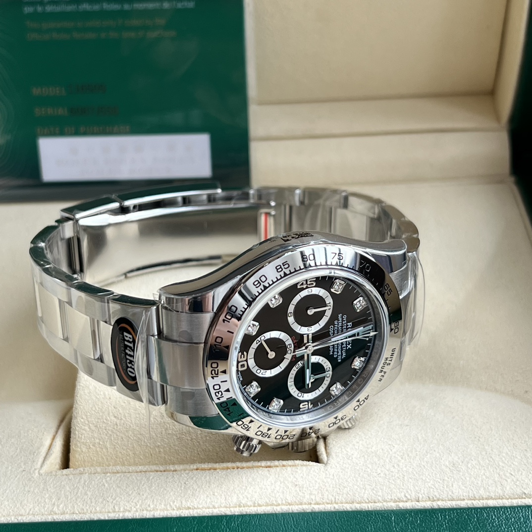 Rolex 一比一 男款 Daytona 黑面鑽刻鋼帶計時腕錶 奢華百搭款| 9 Rolex 一比一 男款 Daytona 黑面鑽刻鋼帶計時腕錶 奢華百搭款
