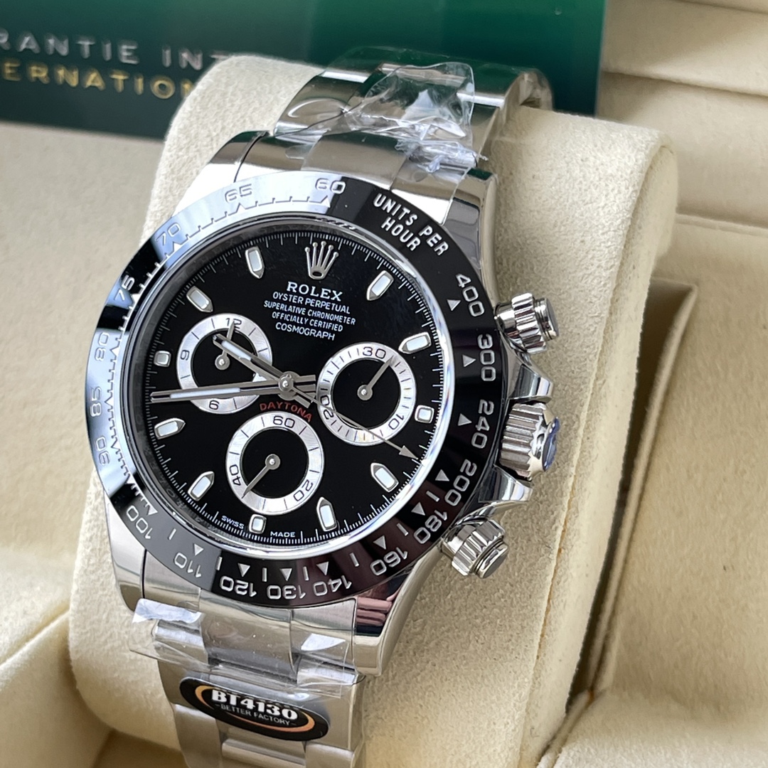Rolex 原單 男款 Daytona 黑面鋼帶計時腕錶 經典百搭運動款| 14 Rolex 原單 男款 Daytona 黑面鋼帶計時腕錶 經典百搭運動款