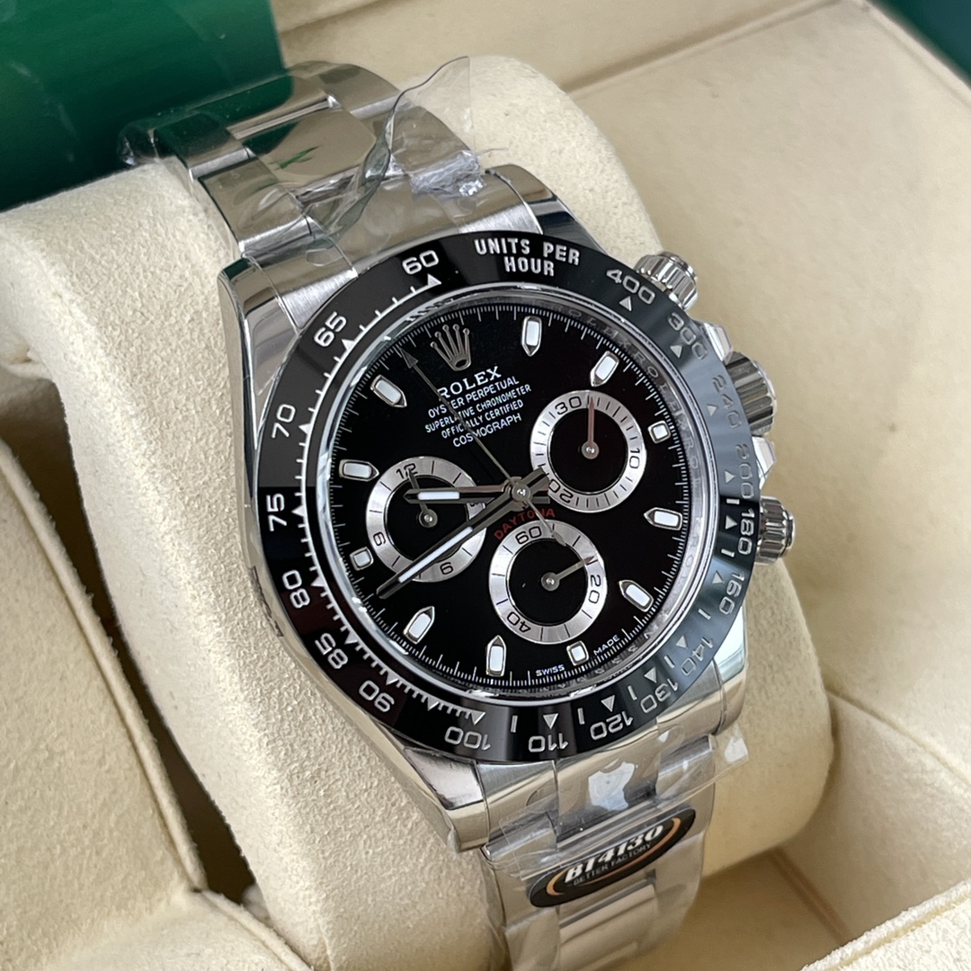 Rolex 原單 男款 Daytona 黑面鋼帶計時腕錶 經典百搭運動款| 13 Rolex 原單 男款 Daytona 黑面鋼帶計時腕錶 經典百搭運動款