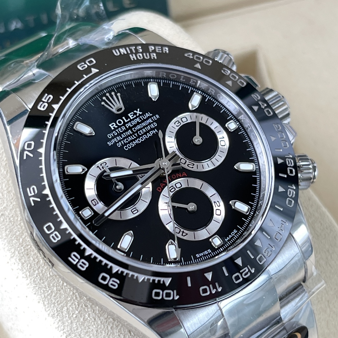 Rolex 原單 男款 Daytona 黑面鋼帶計時腕錶 經典百搭運動款| 10 Rolex 原單 男款 Daytona 黑面鋼帶計時腕錶 經典百搭運動款