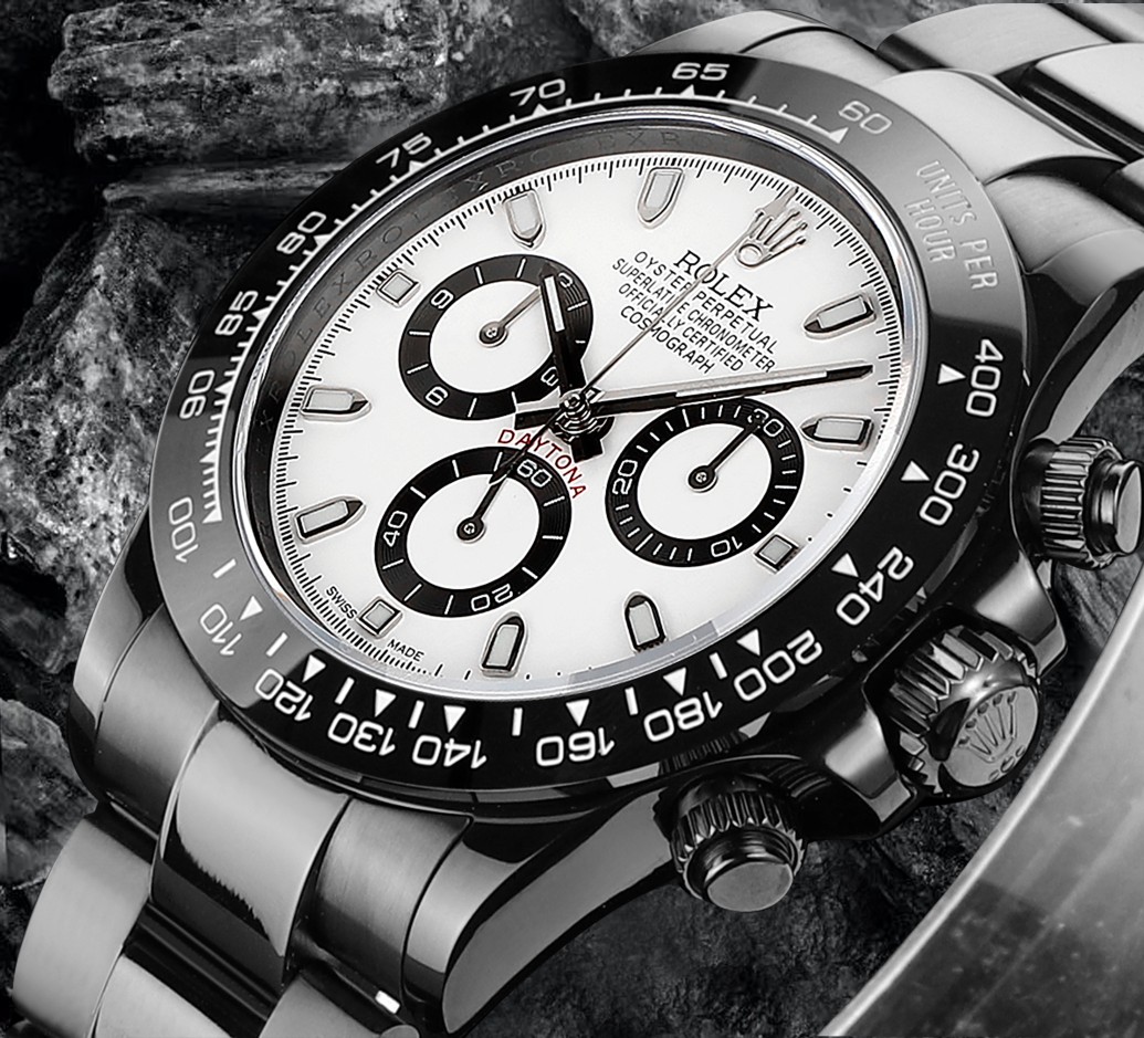 Rolex 高仿 男款 Daytona 黑面白圈計時腕錶 潮流運動款| 12 Rolex 高仿 男款 Daytona 黑面白圈計時腕錶 潮流運動款