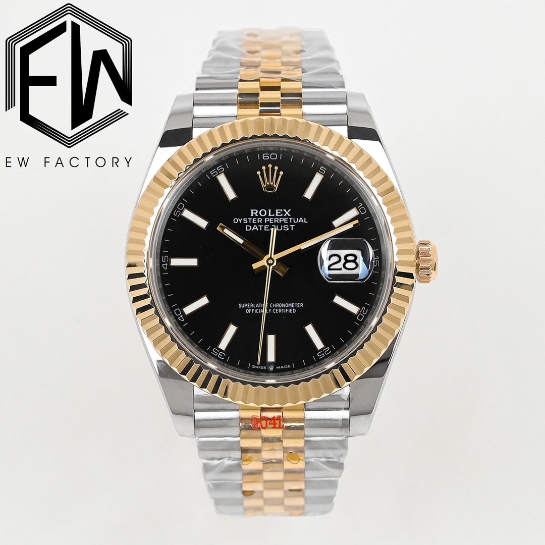 Rolex 高仿 男款 Datejust 黑面金鋼腕錶 經典商務款