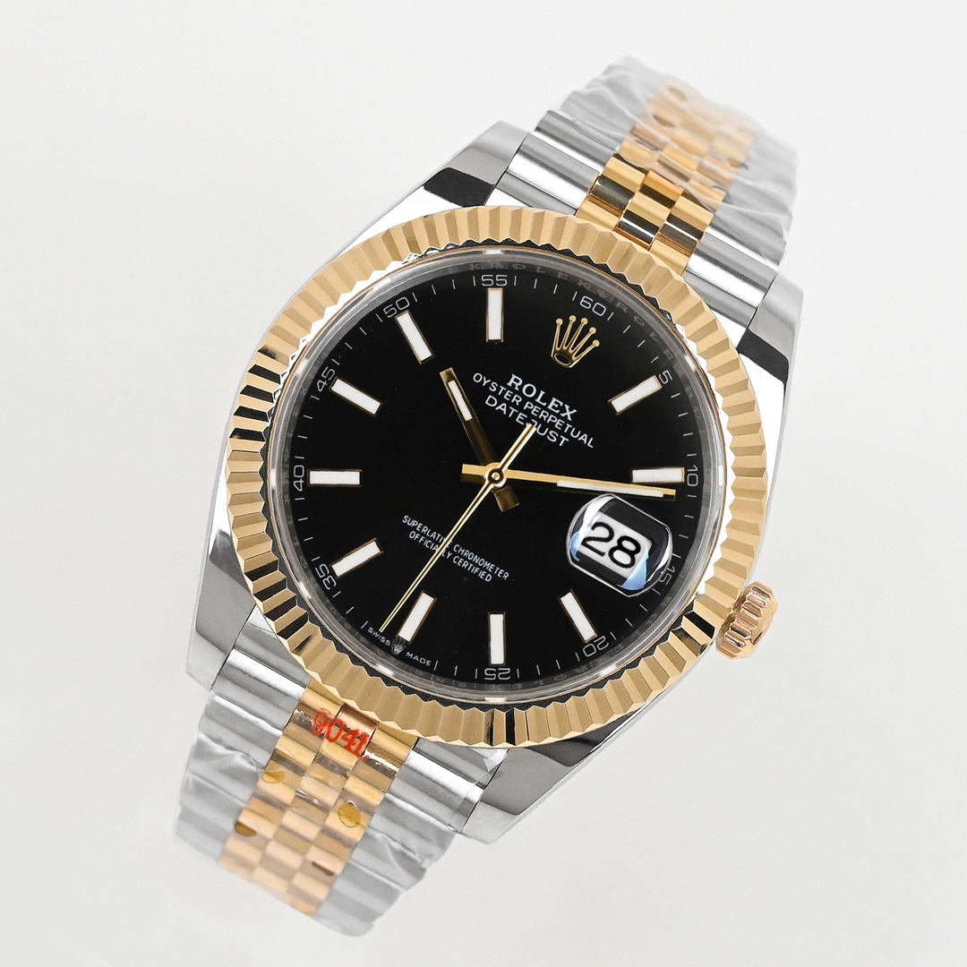 Rolex 高仿 男款 Datejust 黑面金鋼腕錶 經典商務款| 14 Rolex 高仿 男款 Datejust 黑面金鋼腕錶 經典商務款