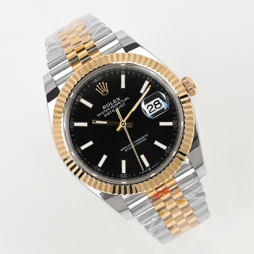 Rolex 高仿 男款 Datejust 黑面金鋼腕錶 經典商務款| 13 Rolex 高仿 男款 Datejust 黑面金鋼腕錶 經典商務款