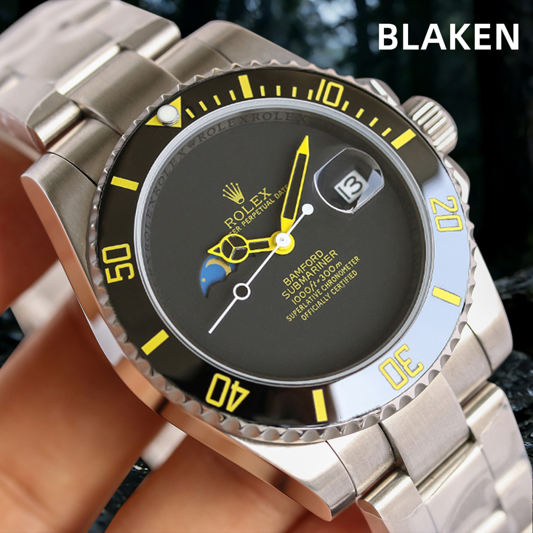 高仿Rolex Blaken黑黃改裝水鬼腕錶 高仿機械男錶個性限量款| 12 高仿Rolex Blaken黑黃改裝水鬼腕錶 高仿機械男錶個性限量款