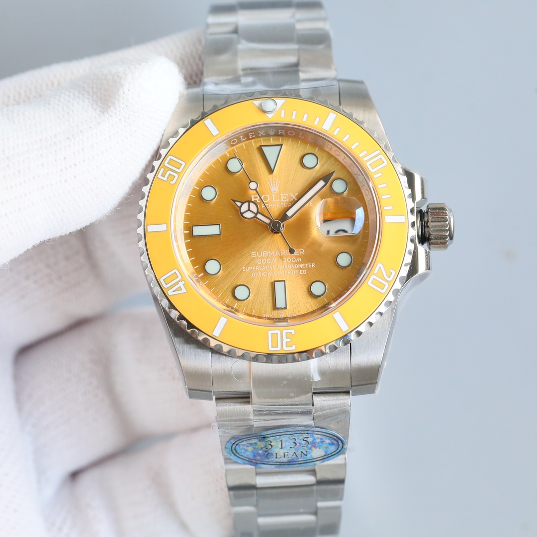 ROLEX一比一水鬼金黃面腕錶 彩色錶圈潛水系列高端復刻手錶