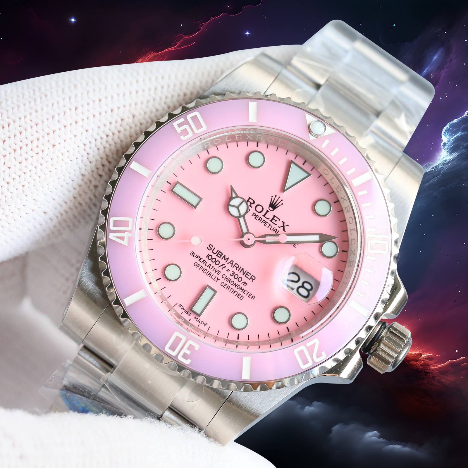 ROLEX高仿水鬼粉色面潛水腕錶 個性少女風運動款精鋼手錶| 13 ROLEX高仿水鬼粉色面潛水腕錶 個性少女風運動款精鋼手錶