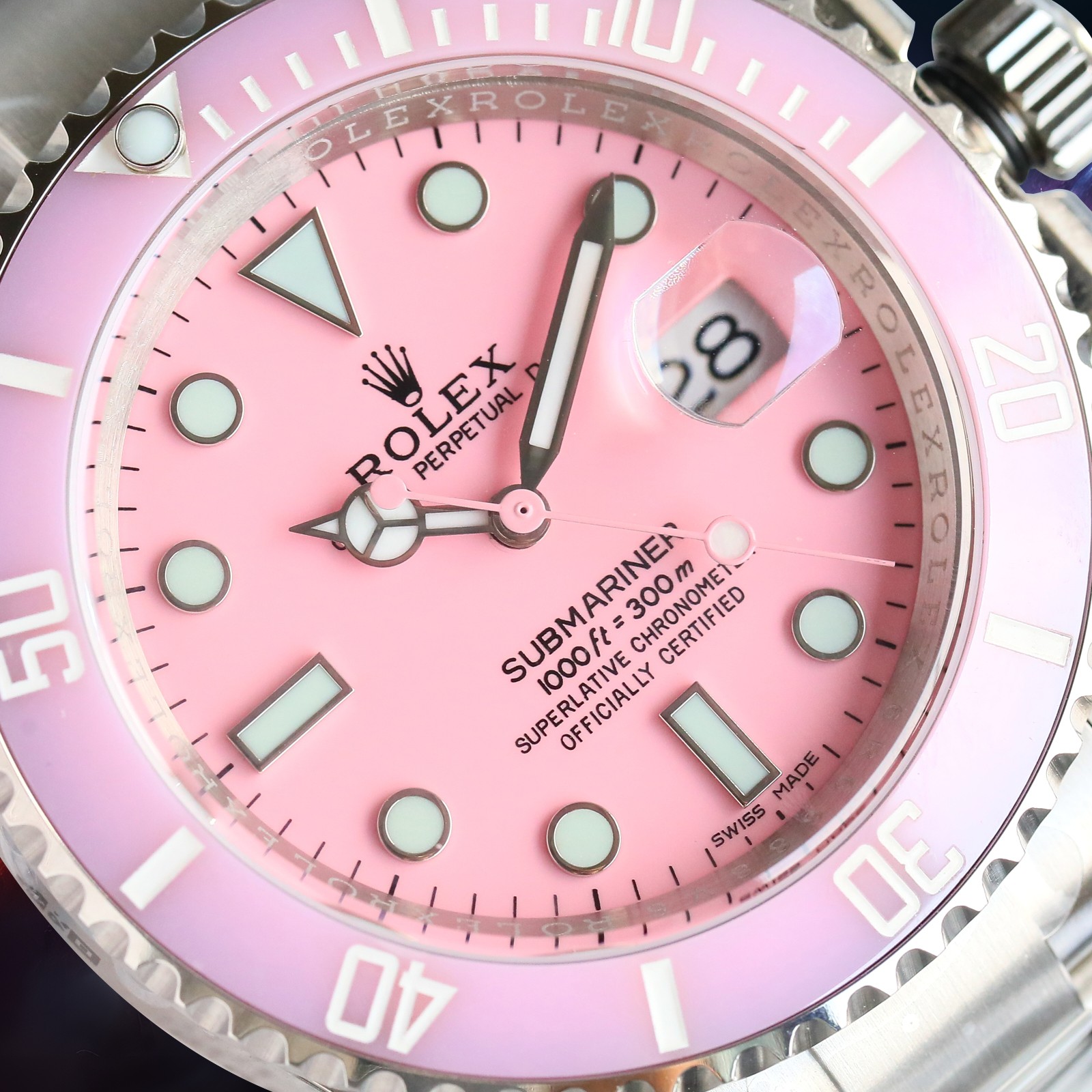 ROLEX高仿水鬼粉色面潛水腕錶 個性少女風運動款精鋼手錶| 10 ROLEX高仿水鬼粉色面潛水腕錶 個性少女風運動款精鋼手錶