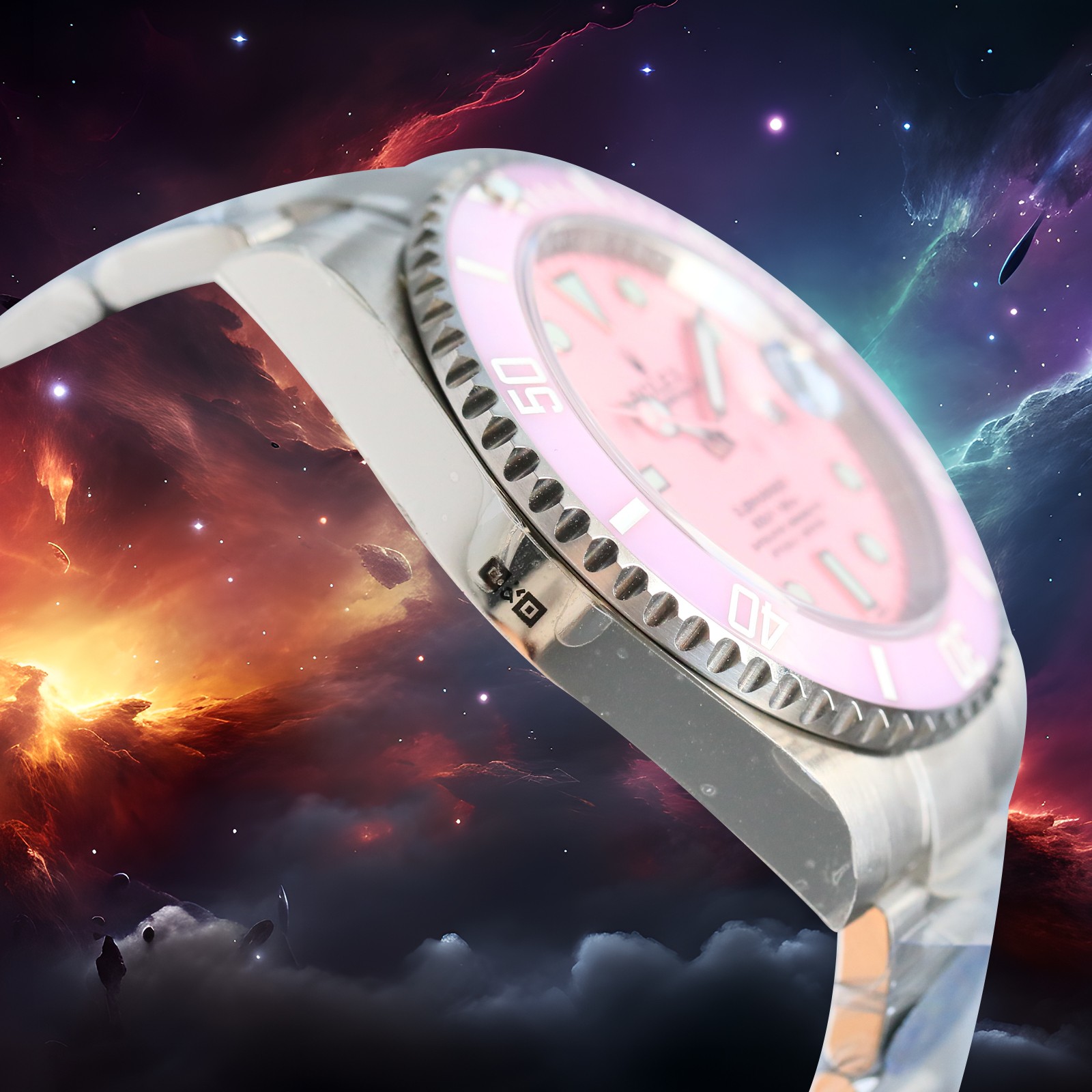 ROLEX高仿水鬼粉色面潛水腕錶 個性少女風運動款精鋼手錶| 9 ROLEX高仿水鬼粉色面潛水腕錶 個性少女風運動款精鋼手錶