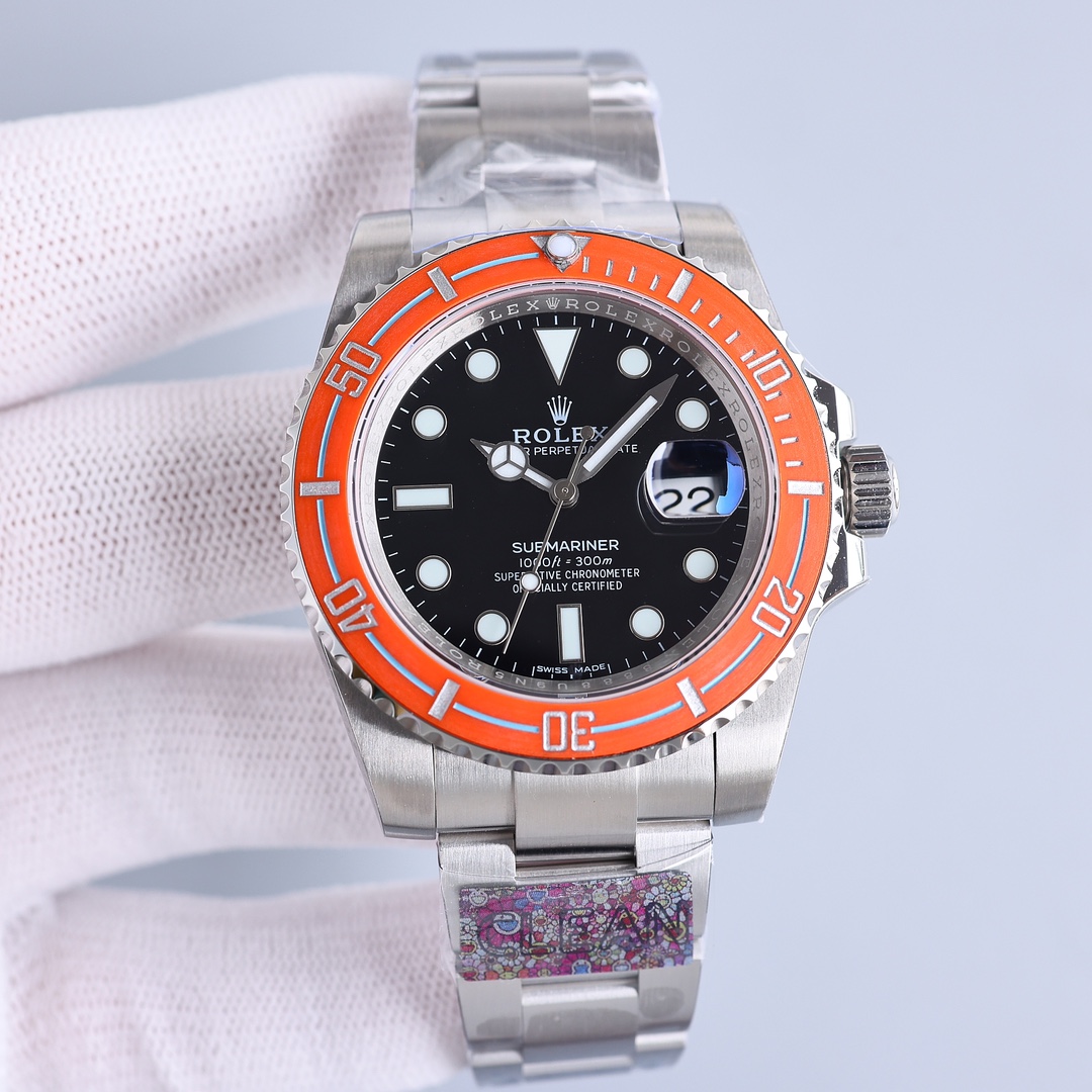 ROLEX高仿水鬼橘圈黑面腕錶 彩色運動潛水款精鋼自動手錶| 14 ROLEX高仿水鬼橘圈黑面腕錶 彩色運動潛水款精鋼自動手錶