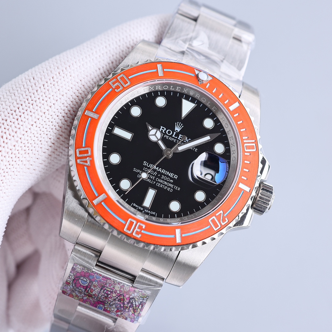 ROLEX高仿水鬼橘圈黑面腕錶 彩色運動潛水款精鋼自動手錶| 13 ROLEX高仿水鬼橘圈黑面腕錶 彩色運動潛水款精鋼自動手錶