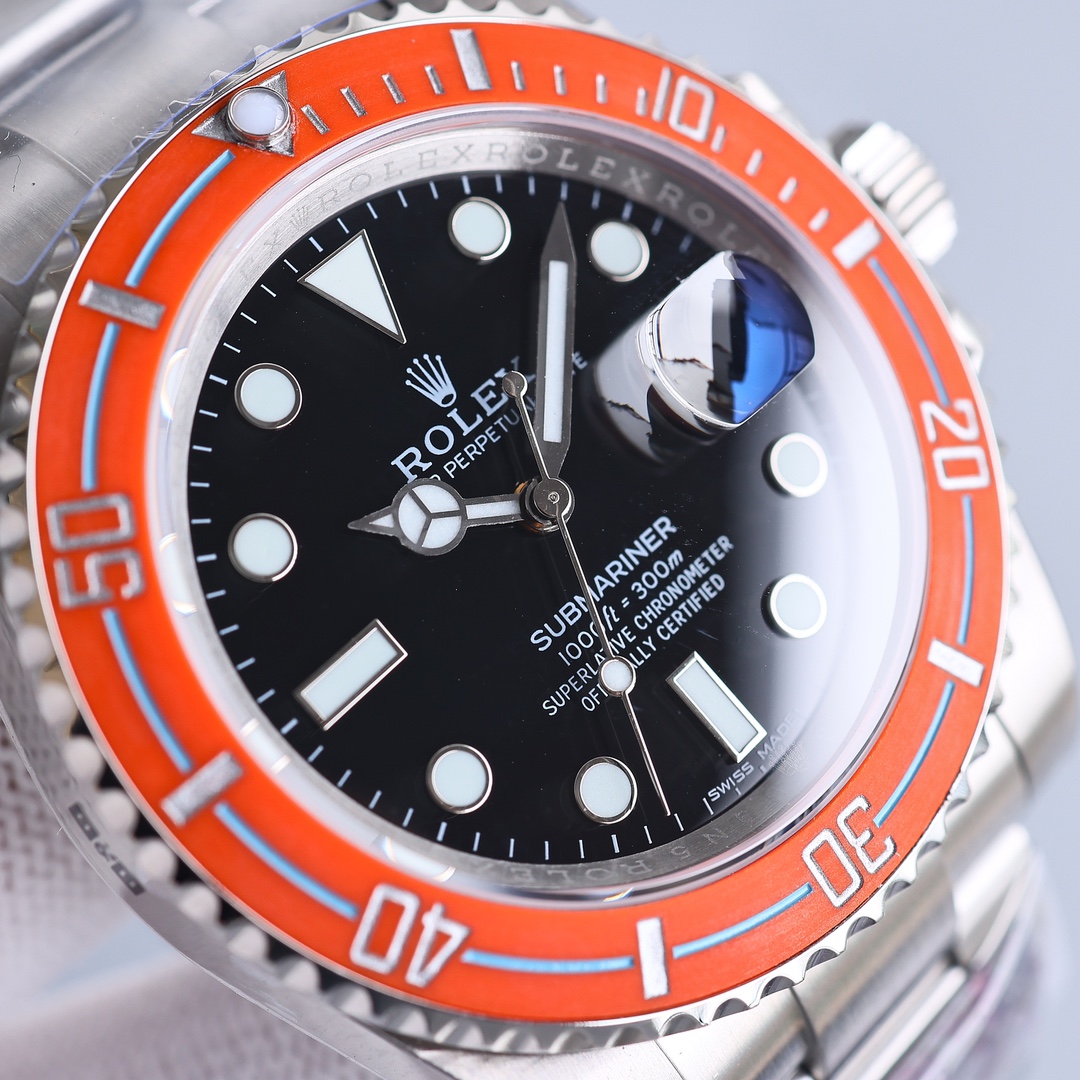 ROLEX高仿水鬼橘圈黑面腕錶 彩色運動潛水款精鋼自動手錶| 12 ROLEX高仿水鬼橘圈黑面腕錶 彩色運動潛水款精鋼自動手錶