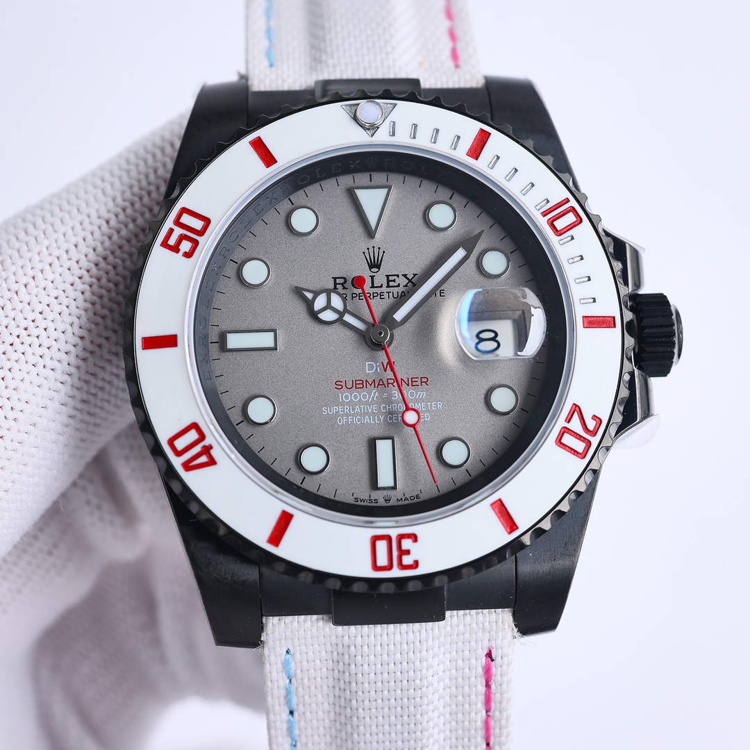 ROLEX原單改裝水鬼白紅圈潛水腕錶 碳纖維風格個性運動手錶| 13 ROLEX原單改裝水鬼白紅圈潛水腕錶 碳纖維風格個性運動手錶