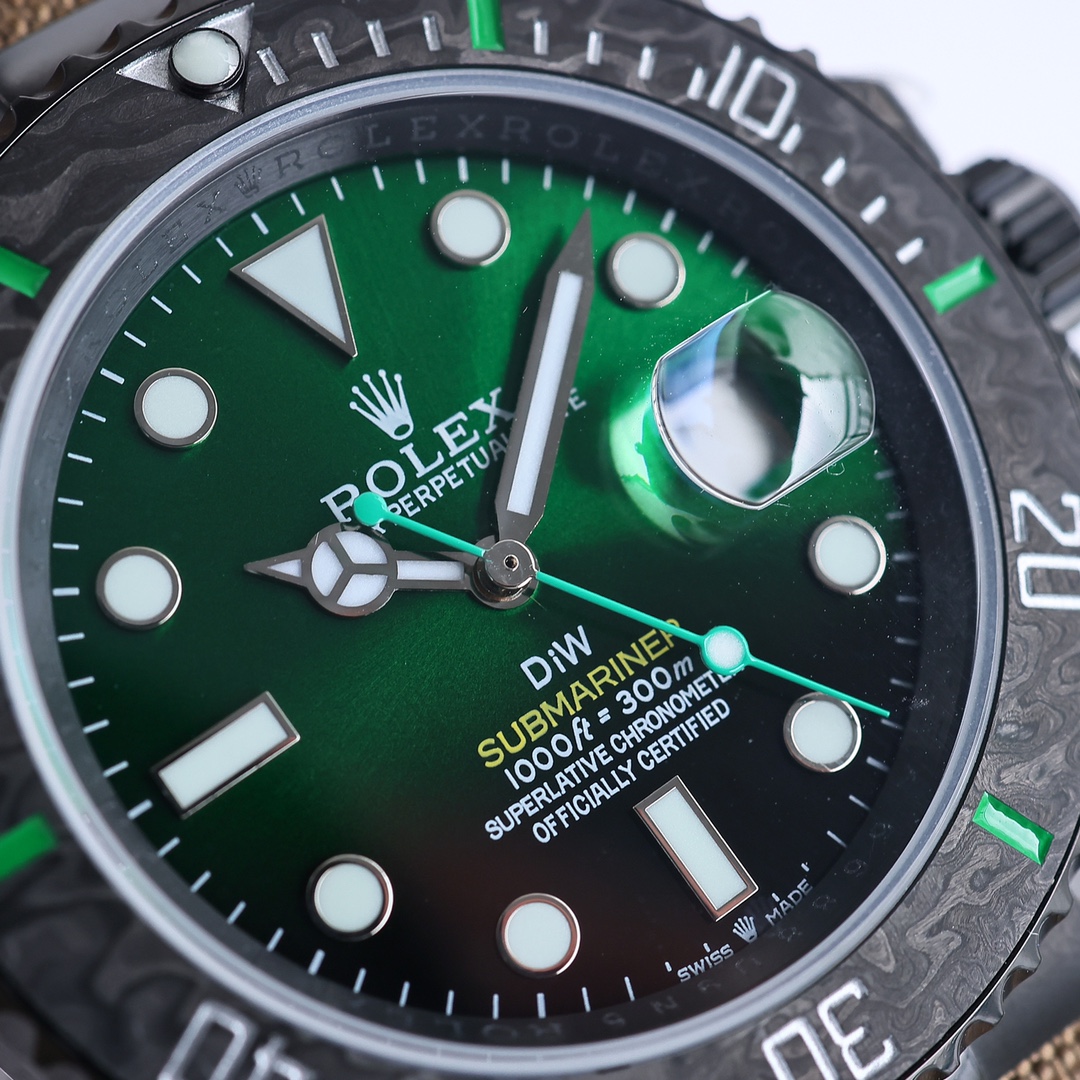 ROLEX一比一DiW綠面水鬼腕錶 碳纖維紋理潛水運動男士手錶| 13 ROLEX一比一DiW綠面水鬼腕錶 碳纖維紋理潛水運動男士手錶