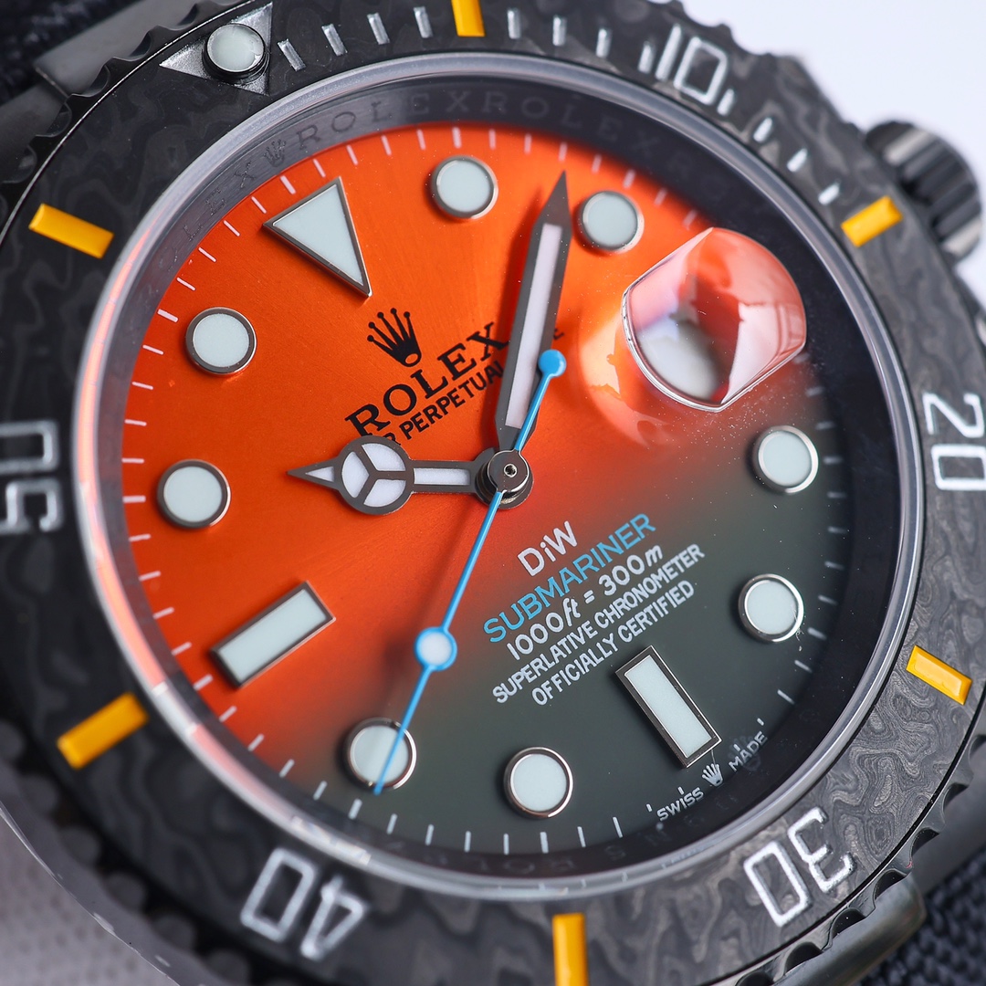 ROLEX高仿DiW橘黑漸層水鬼腕錶 碳纖維運動風防水手錶| 13 ROLEX高仿DiW橘黑漸層水鬼腕錶 碳纖維運動風防水手錶