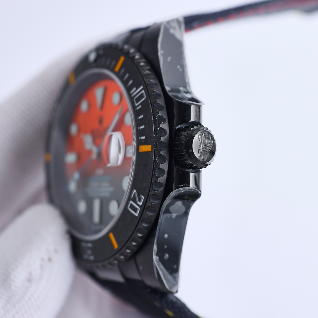 ROLEX高仿DiW橘黑漸層水鬼腕錶 碳纖維運動風防水手錶| 12 ROLEX高仿DiW橘黑漸層水鬼腕錶 碳纖維運動風防水手錶