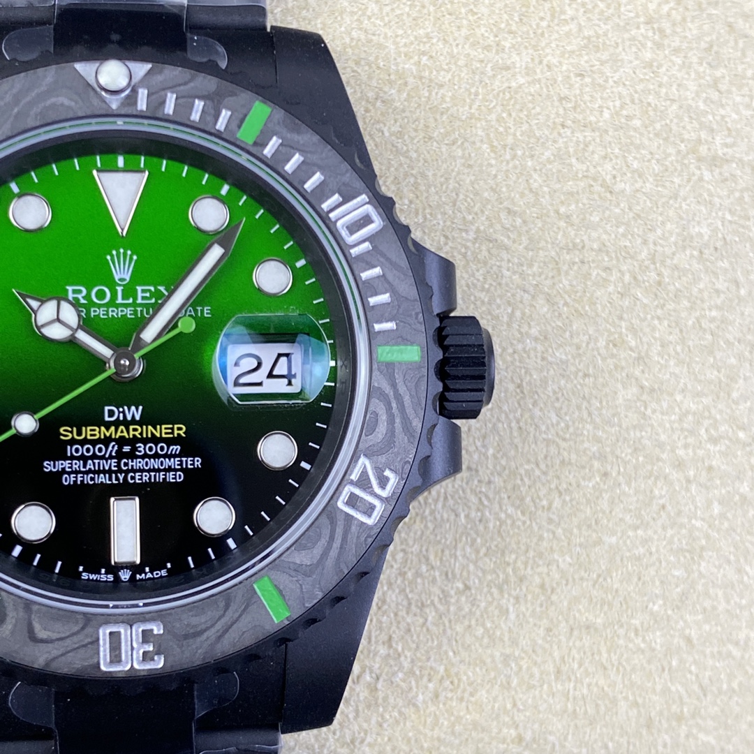 ROLEX高仿DiW綠面黑殼水鬼腕錶 碳纖維潛水風個性手錶| 11 ROLEX高仿DiW綠面黑殼水鬼腕錶 碳纖維潛水風個性手錶