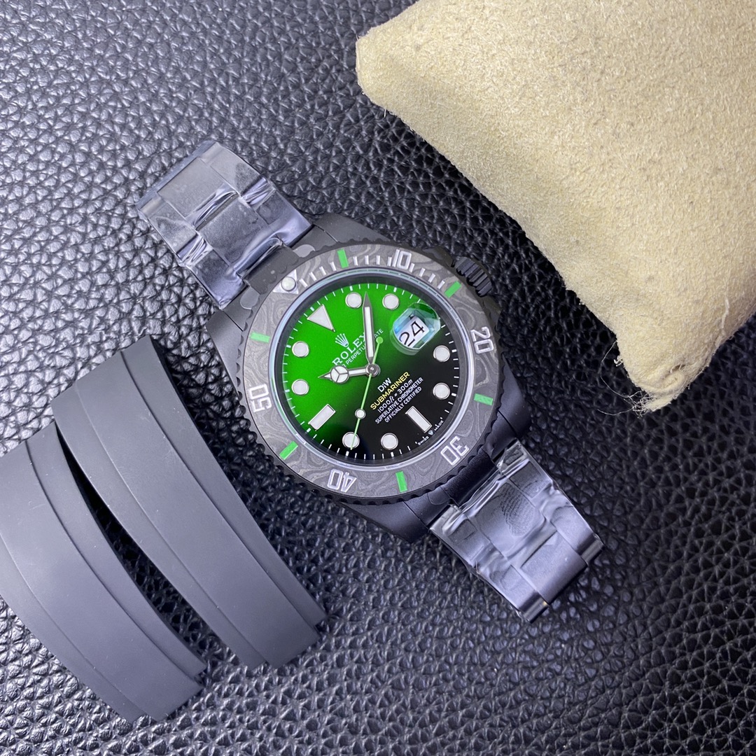 ROLEX高仿DiW綠面黑殼水鬼腕錶 碳纖維潛水風個性手錶| 7 ROLEX高仿DiW綠面黑殼水鬼腕錶 碳纖維潛水風個性手錶