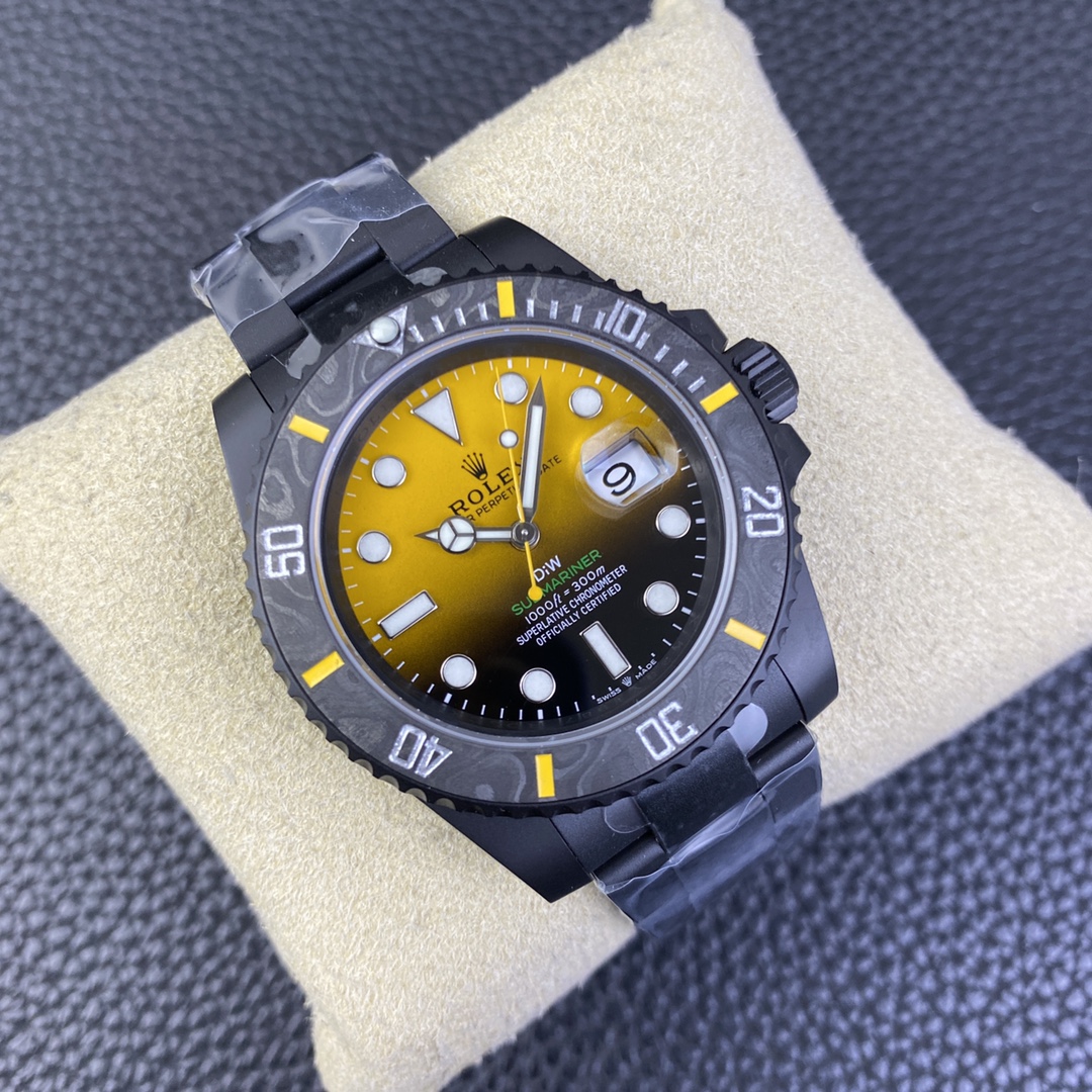ROLEX一比一DiW黃面水鬼腕錶 碳纖維黑殼運動潛水手錶| 14 ROLEX一比一DiW黃面水鬼腕錶 碳纖維黑殼運動潛水手錶