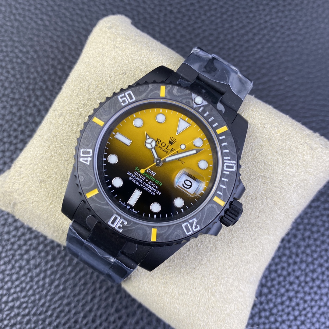 ROLEX一比一DiW黃面水鬼腕錶 碳纖維黑殼運動潛水手錶| 13 ROLEX一比一DiW黃面水鬼腕錶 碳纖維黑殼運動潛水手錶