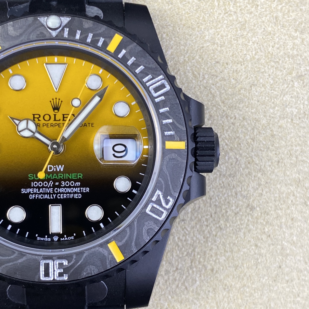 ROLEX一比一DiW黃面水鬼腕錶 碳纖維黑殼運動潛水手錶| 11 ROLEX一比一DiW黃面水鬼腕錶 碳纖維黑殼運動潛水手錶