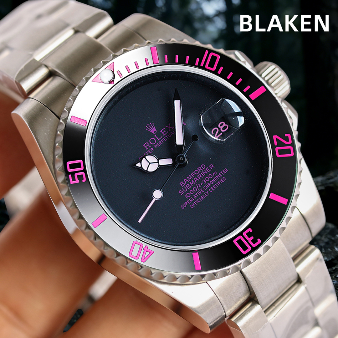 ROLEX高仿Bamford黑粉水鬼腕錶 客製化彩色刻度運動手錶| 12 ROLEX高仿Bamford黑粉水鬼腕錶 客製化彩色刻度運動手錶