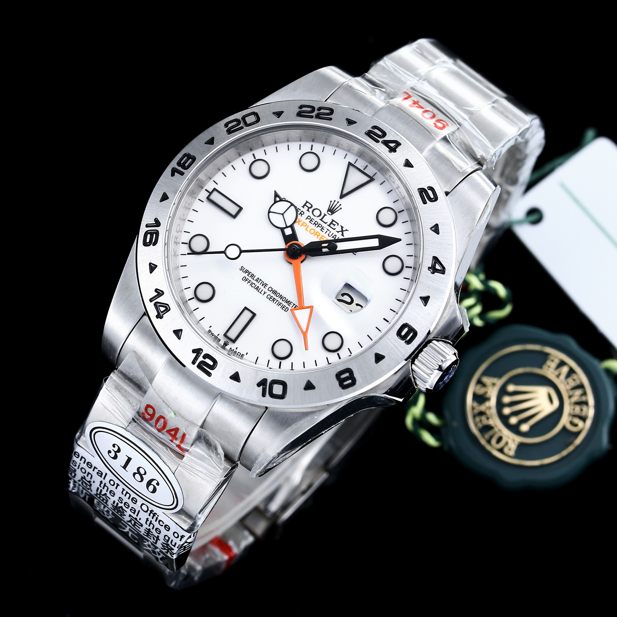 ROLEX A貨 男款 Explorer II 黑面紅針GMT機械腕錶 運動款