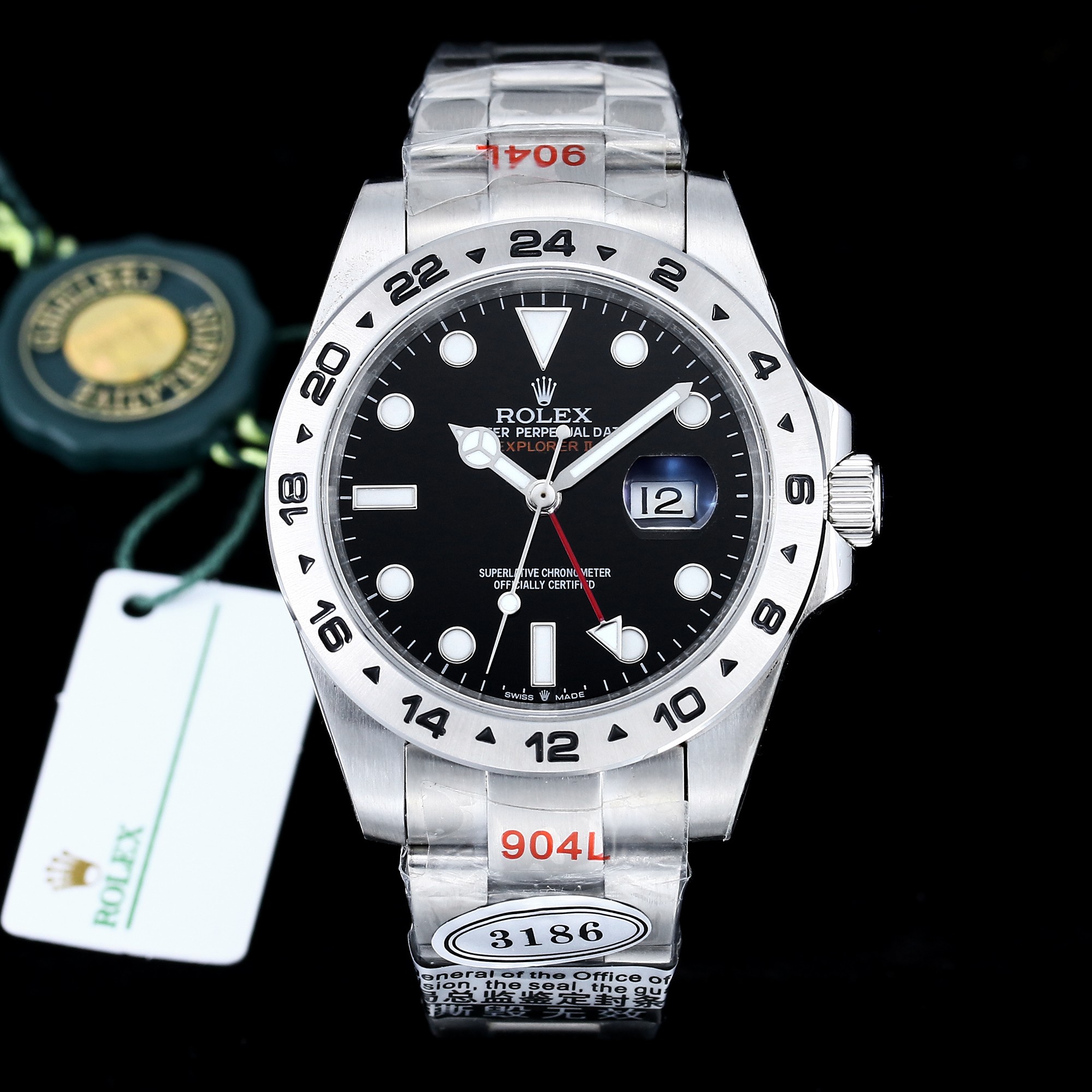 ROLEX A貨 男款 Explorer II 黑面紅針GMT機械腕錶 運動款