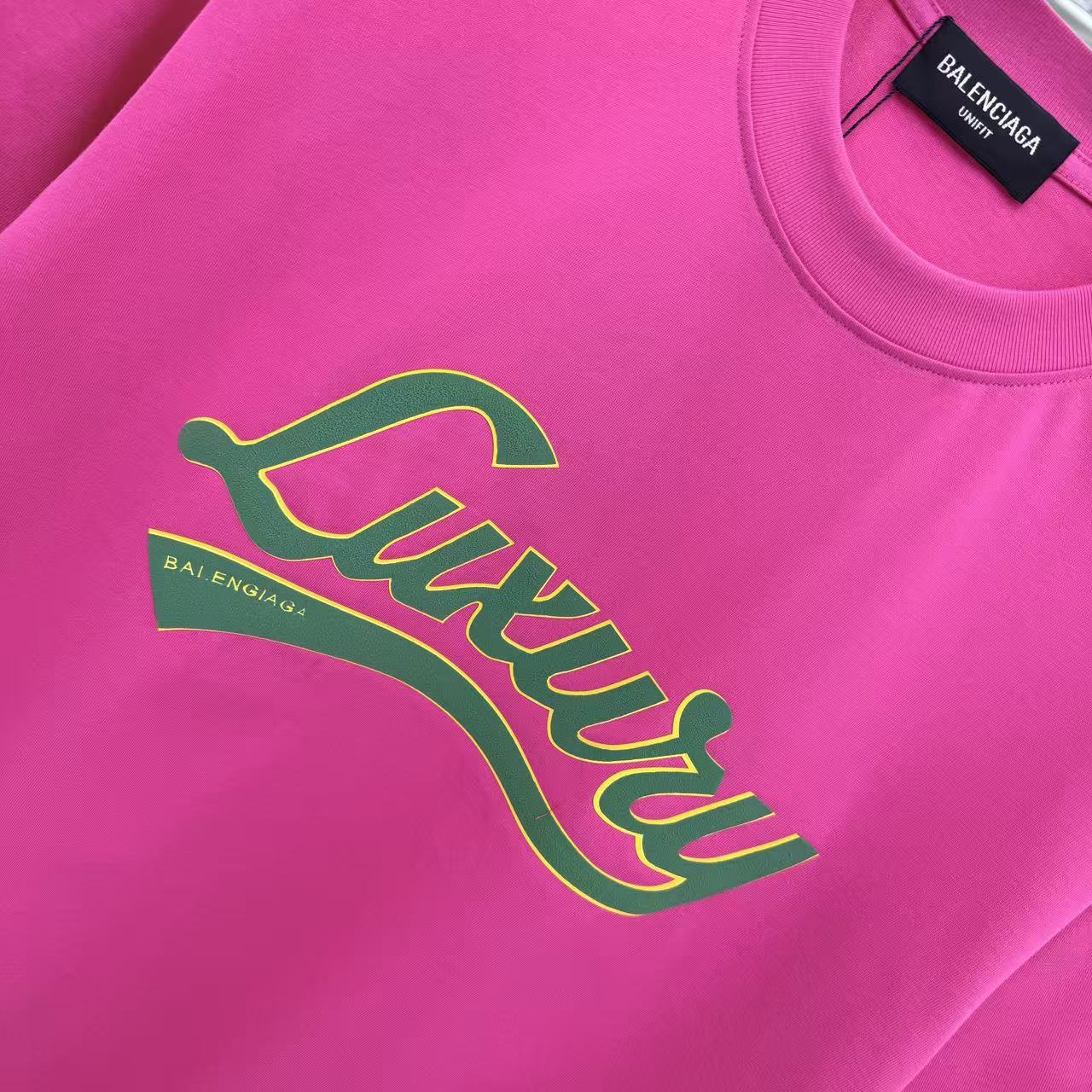 Balenciaga 高仿 Luxury字母印花短袖T恤 玫紅色潮流吸睛款| 10 Balenciaga 高仿 Luxury字母印花短袖T恤 玫紅色潮流吸睛款