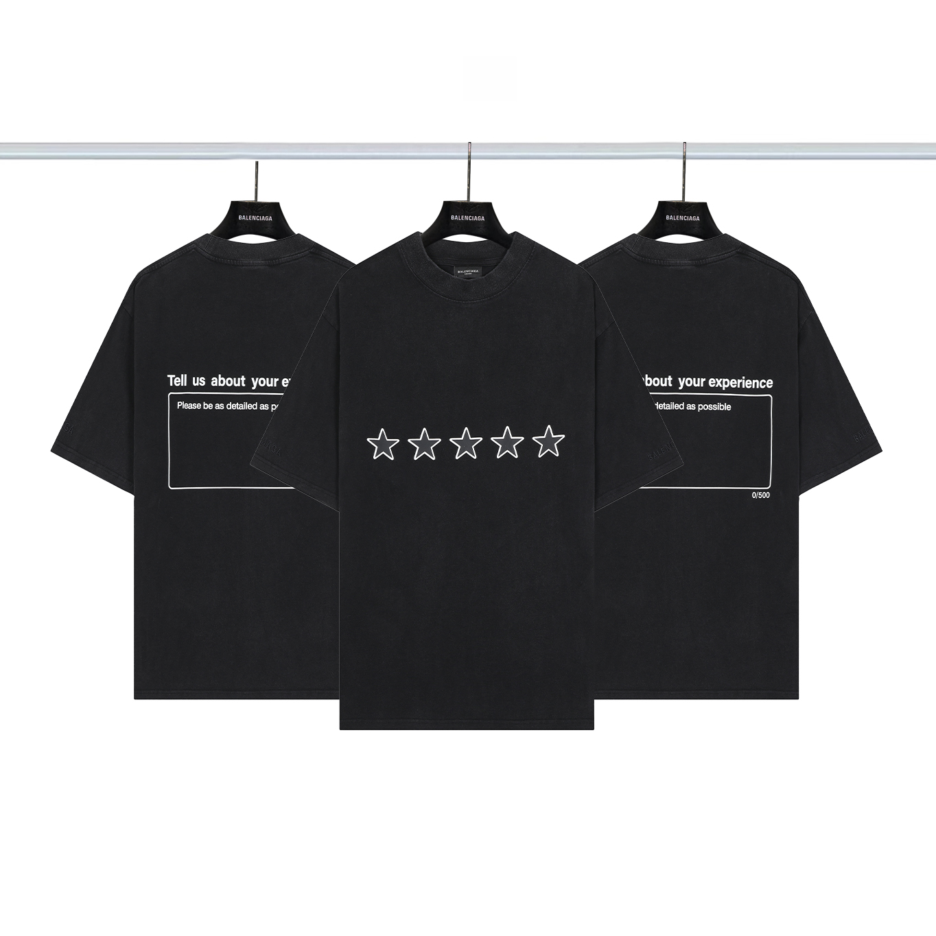 Balenciaga 一比一 五星印花短袖T恤 黑色街頭潮流寬鬆款| 6 Balenciaga 一比一 五星印花短袖T恤 黑色街頭潮流寬鬆款