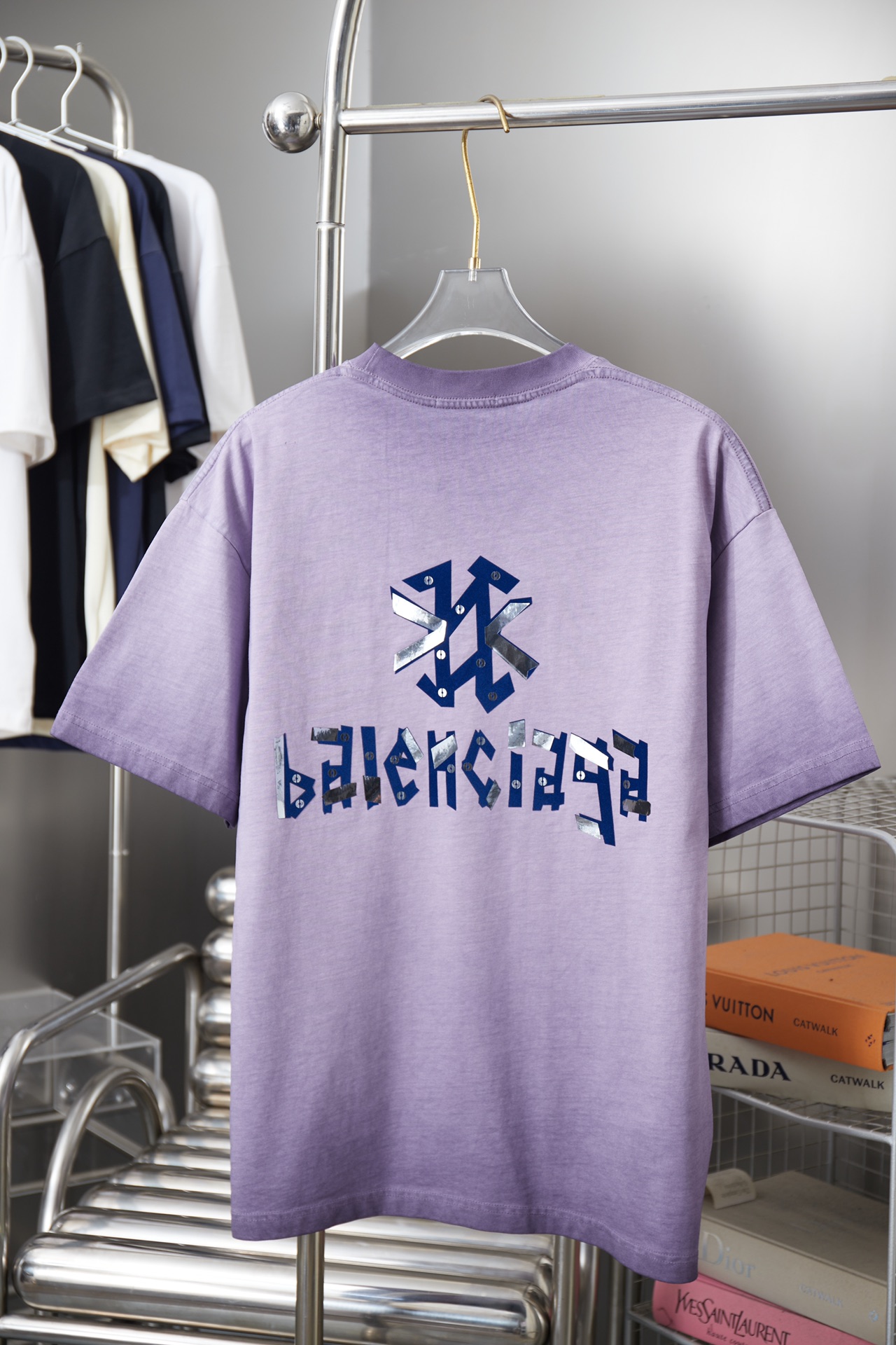Balenciaga A貨 拼接字母短袖T恤 潮流印花設計寬鬆上衣 紫色| 14 Balenciaga A貨 拼接字母短袖T恤 潮流印花設計寬鬆上衣 紫色