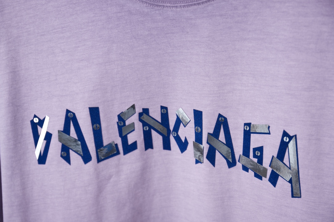 Balenciaga A貨 拼接字母短袖T恤 潮流印花設計寬鬆上衣 紫色| 12 Balenciaga A貨 拼接字母短袖T恤 潮流印花設計寬鬆上衣 紫色