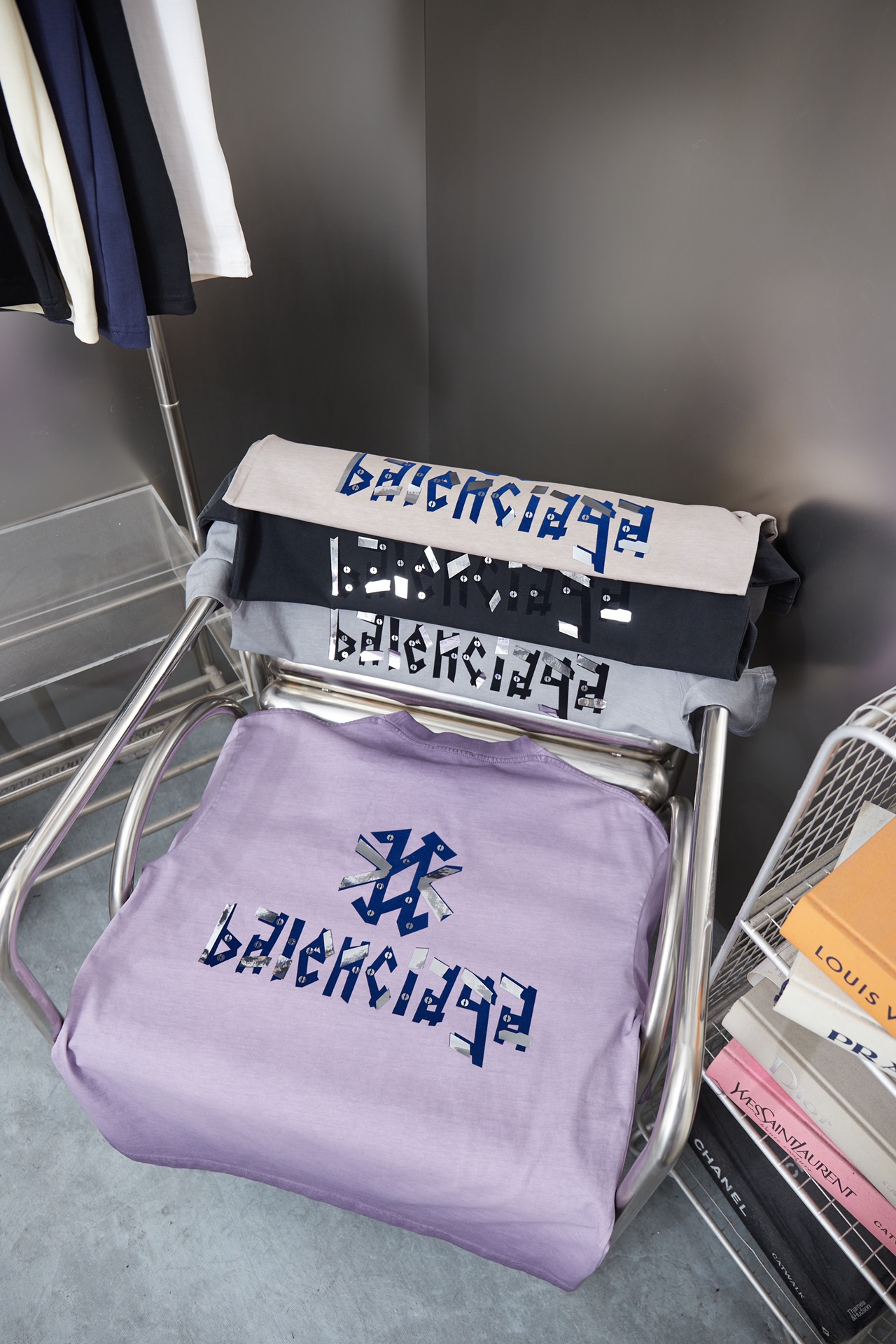Balenciaga A貨 拼接字母短袖T恤 潮流印花設計寬鬆上衣 紫色| 8 Balenciaga A貨 拼接字母短袖T恤 潮流印花設計寬鬆上衣 紫色