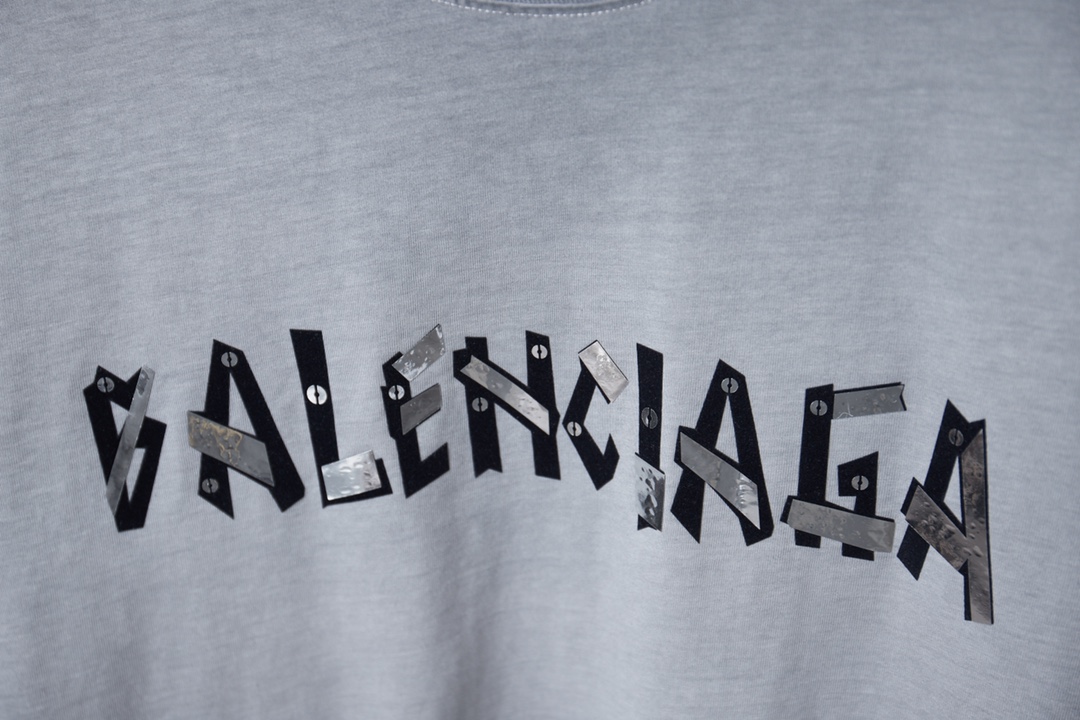 Balenciaga 高仿 拼接字母短袖T恤 潮流設計寬鬆上衣 灰色| 12 Balenciaga 高仿 拼接字母短袖T恤 潮流設計寬鬆上衣 灰色