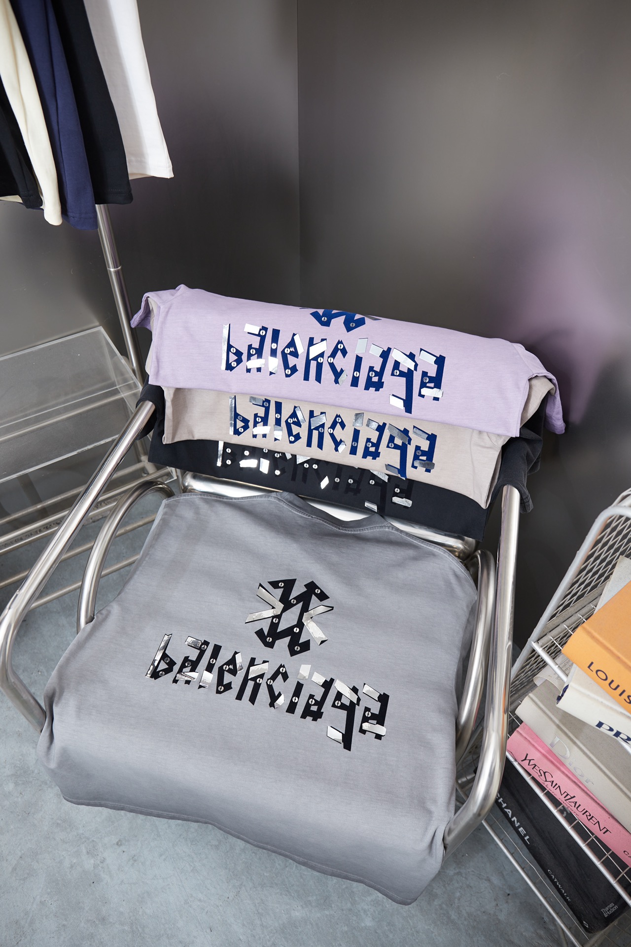 Balenciaga 高仿 拼接字母短袖T恤 潮流設計寬鬆上衣 灰色| 8 Balenciaga 高仿 拼接字母短袖T恤 潮流設計寬鬆上衣 灰色