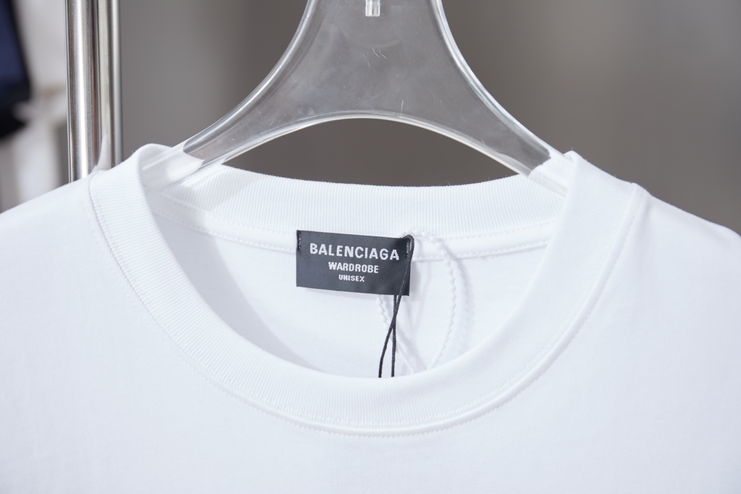 Balenciaga 高仿BB刺繡短袖T恤 寬鬆版簡約設計男女同款百搭白色| 13 Balenciaga 高仿BB刺繡短袖T恤 寬鬆版簡約設計男女同款百搭白色