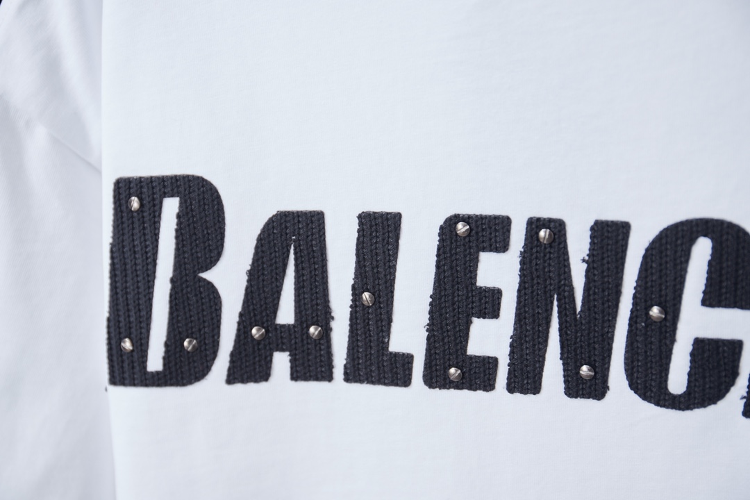 Balenciaga 高仿BB刺繡短袖T恤 寬鬆版簡約設計男女同款百搭白色| 9 Balenciaga 高仿BB刺繡短袖T恤 寬鬆版簡約設計男女同款百搭白色
