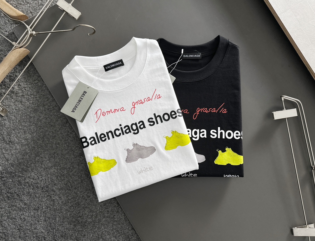 Balenciaga 一比一鞋款印花短袖T恤 寬鬆版個性潮流男女同款黑色| 13 Balenciaga 一比一鞋款印花短袖T恤 寬鬆版個性潮流男女同款黑色