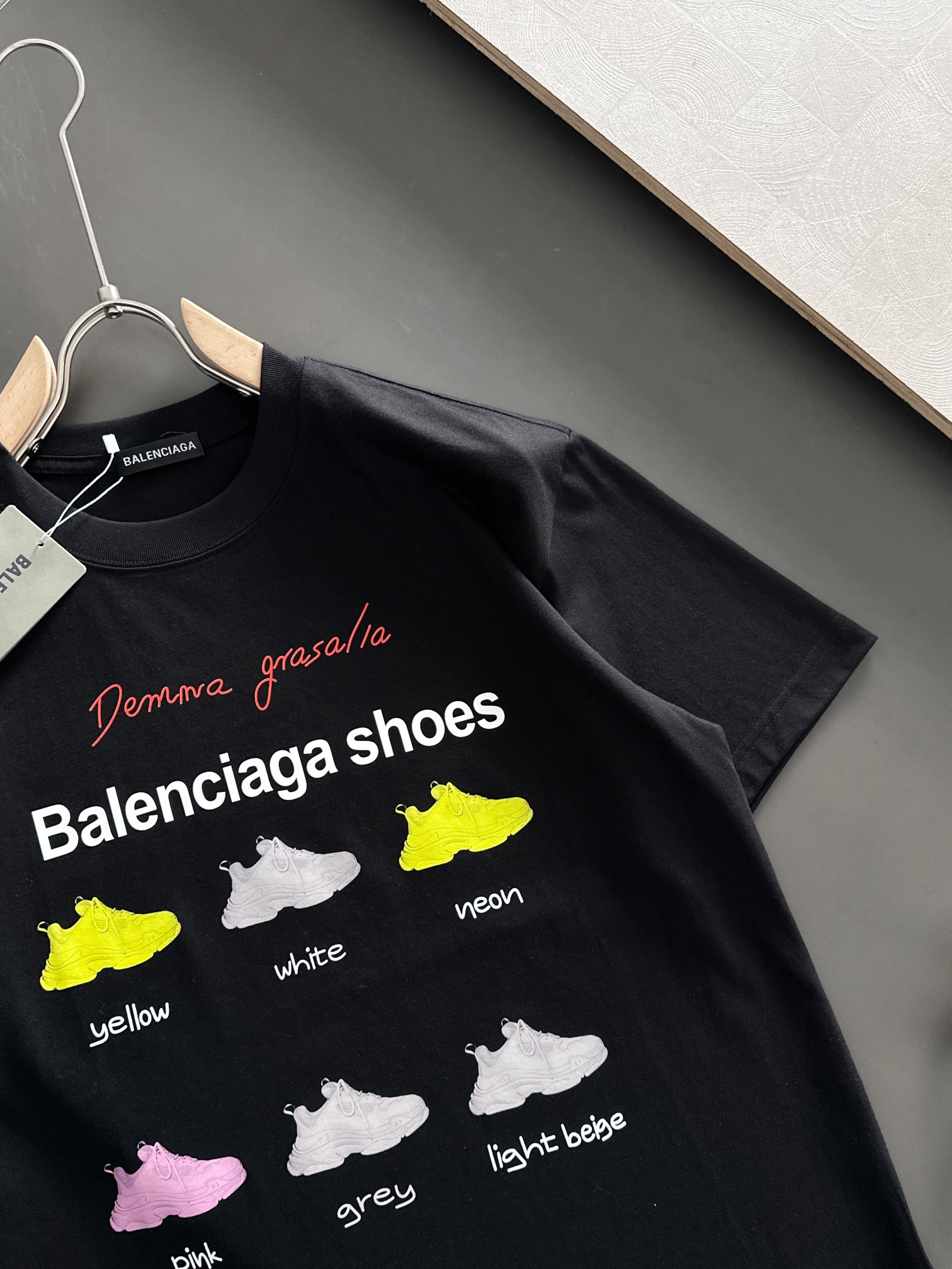Balenciaga 一比一鞋款印花短袖T恤 寬鬆版個性潮流男女同款黑色| 12 Balenciaga 一比一鞋款印花短袖T恤 寬鬆版個性潮流男女同款黑色