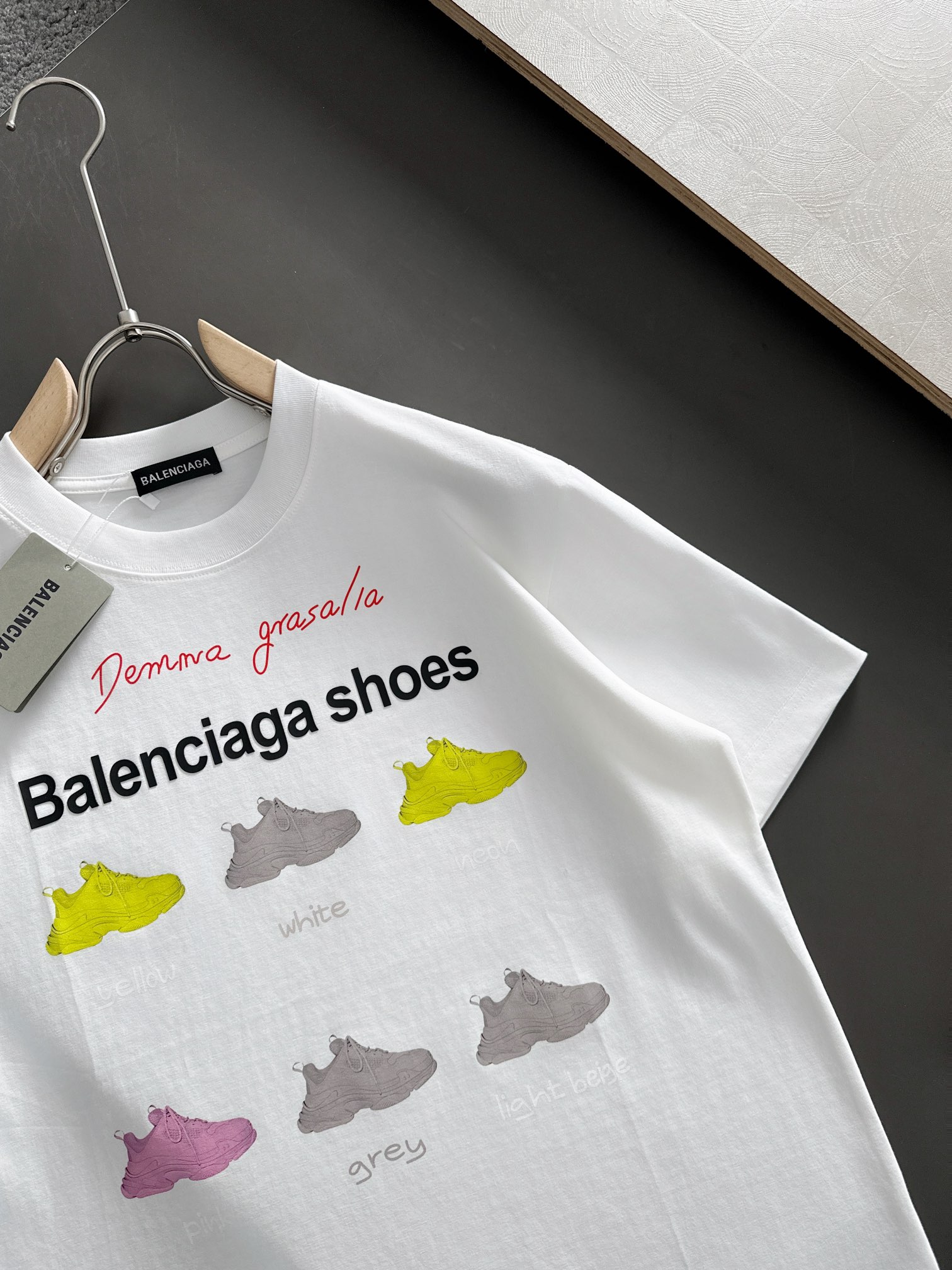 Balenciaga 原單鞋款印花短袖T恤 寬鬆版潮流百搭男女同款白色| 12 Balenciaga 原單鞋款印花短袖T恤 寬鬆版潮流百搭男女同款白色