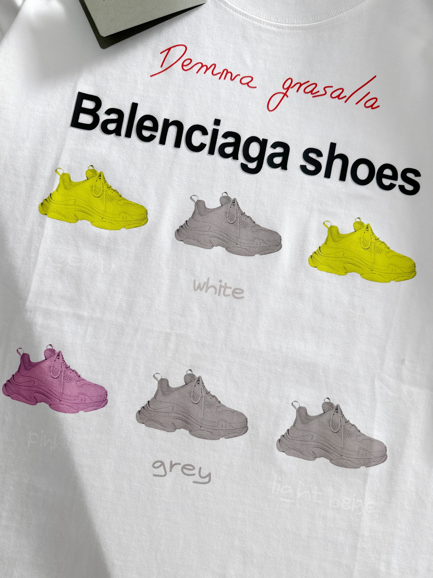 Balenciaga 原單鞋款印花短袖T恤 寬鬆版潮流百搭男女同款白色| 10 Balenciaga 原單鞋款印花短袖T恤 寬鬆版潮流百搭男女同款白色